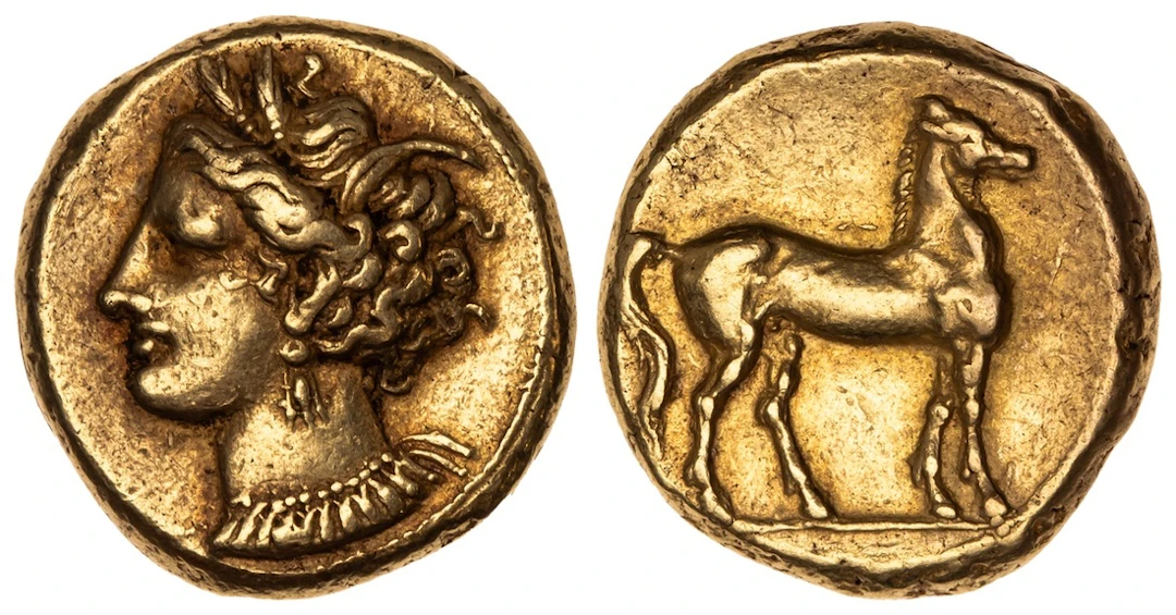 Zeugitana, Carthage, EL Stater, struck c. 310-270 BC, wreathed head