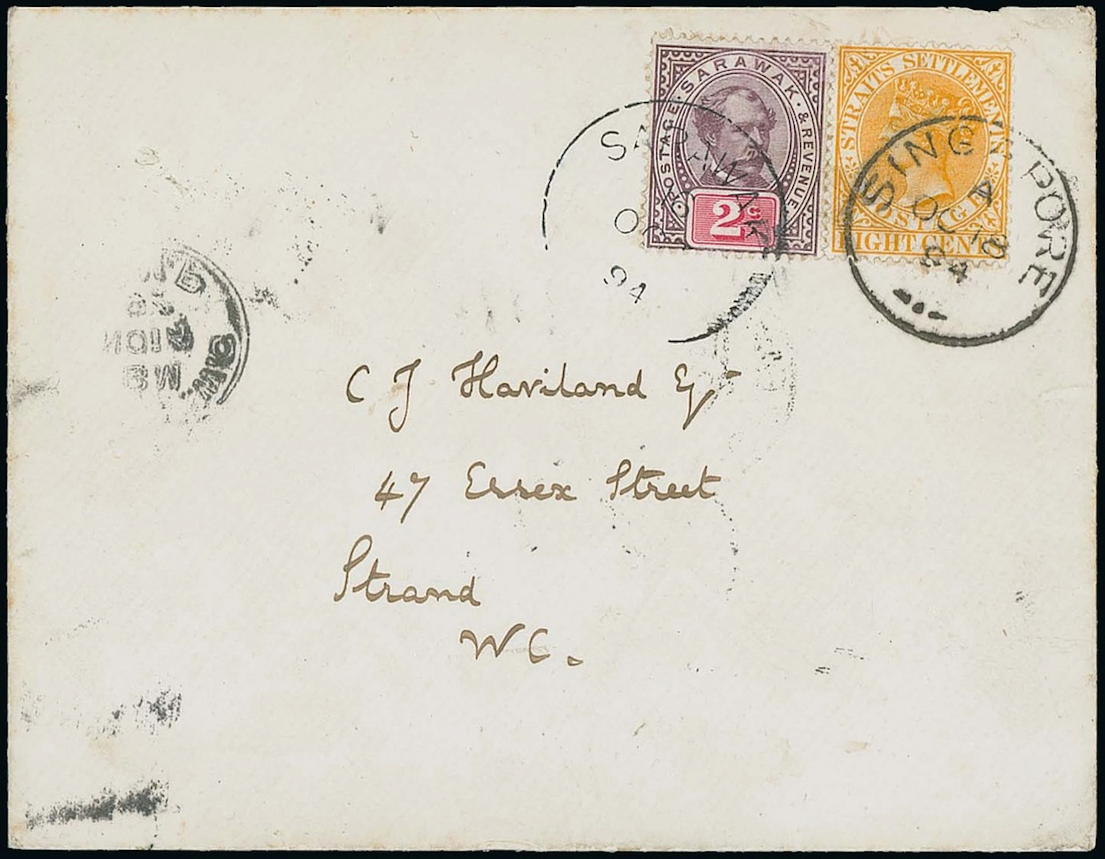 Sarawak 1888-97 "postage & revenue" Issue Combination Covers 1894