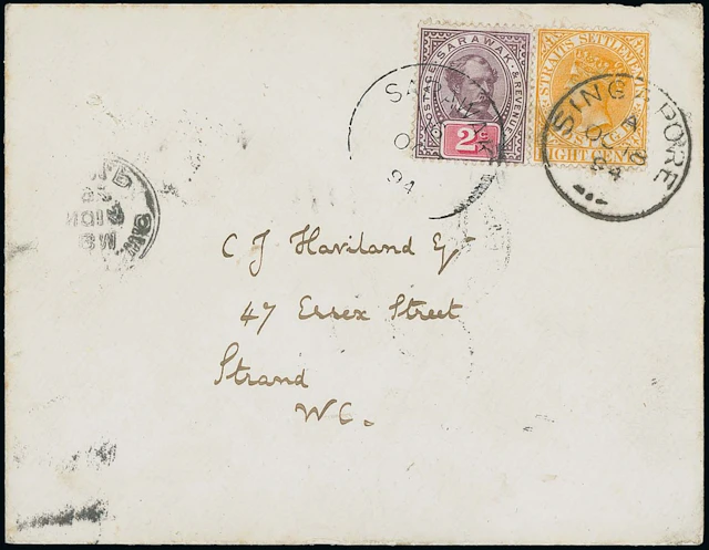 Sarawak 1888-97 "postage & revenue" Issue Combination Covers 1894