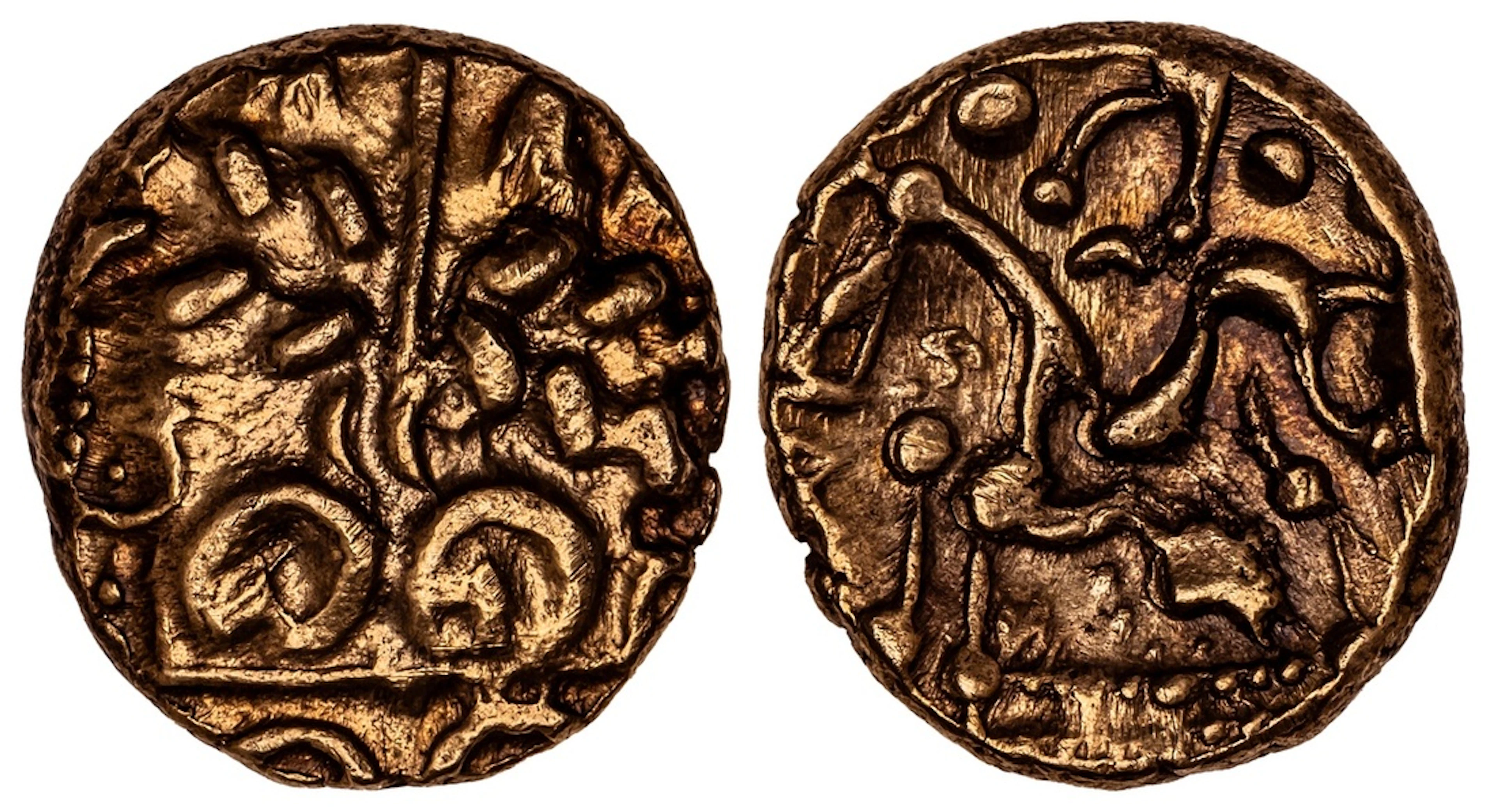 Corieltauvi, AV Stater, 'North East Coast, Left' Type, wreath, cloak