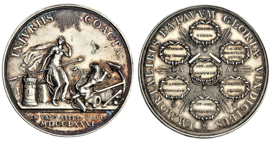 The Battle of Dogger Bank, AR Medal, 1781, by J. G. Holtzhey, INJVRIIS