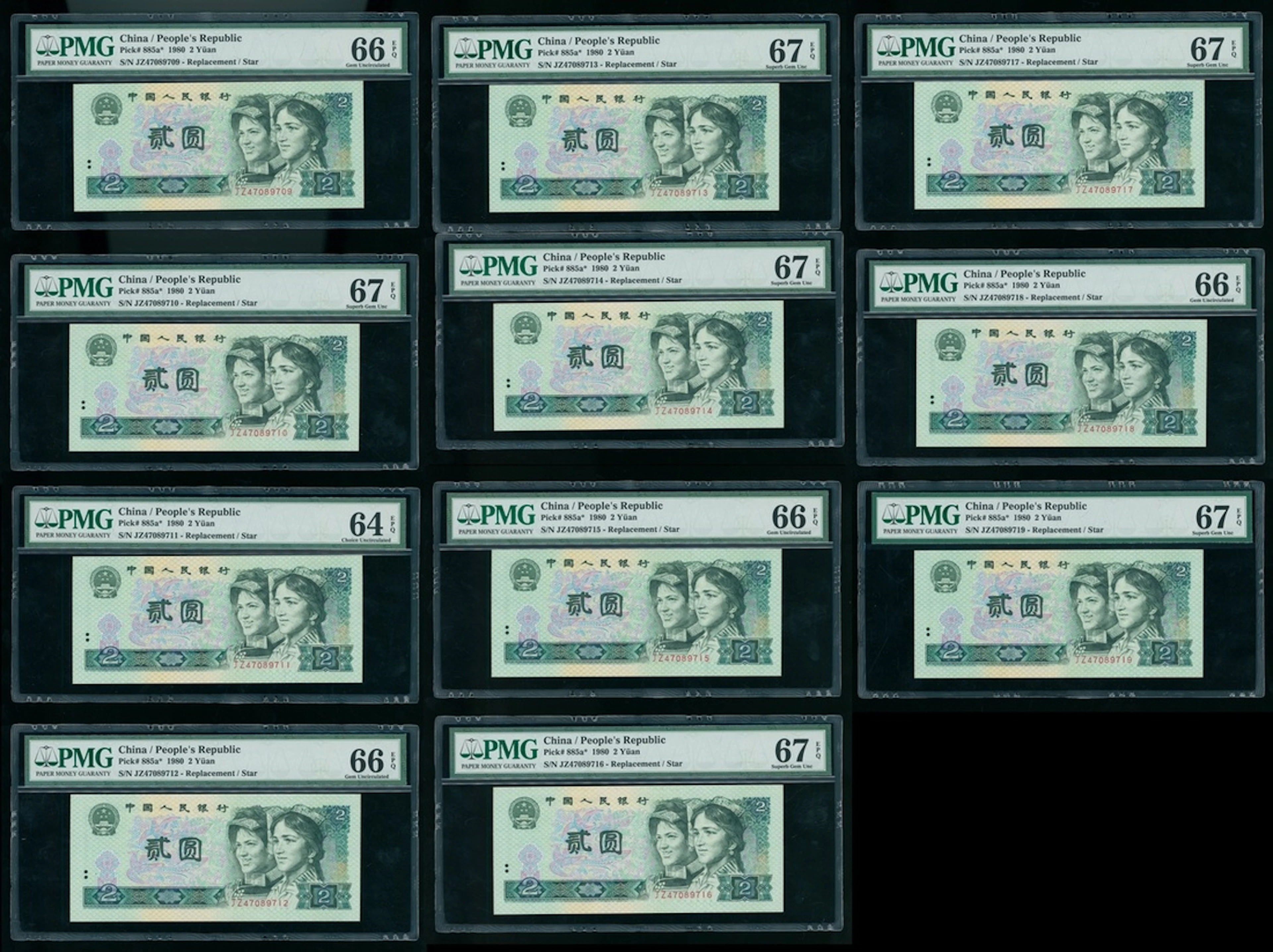 People's Bank of China, consecutive replacement 2 yuan (10), 1980