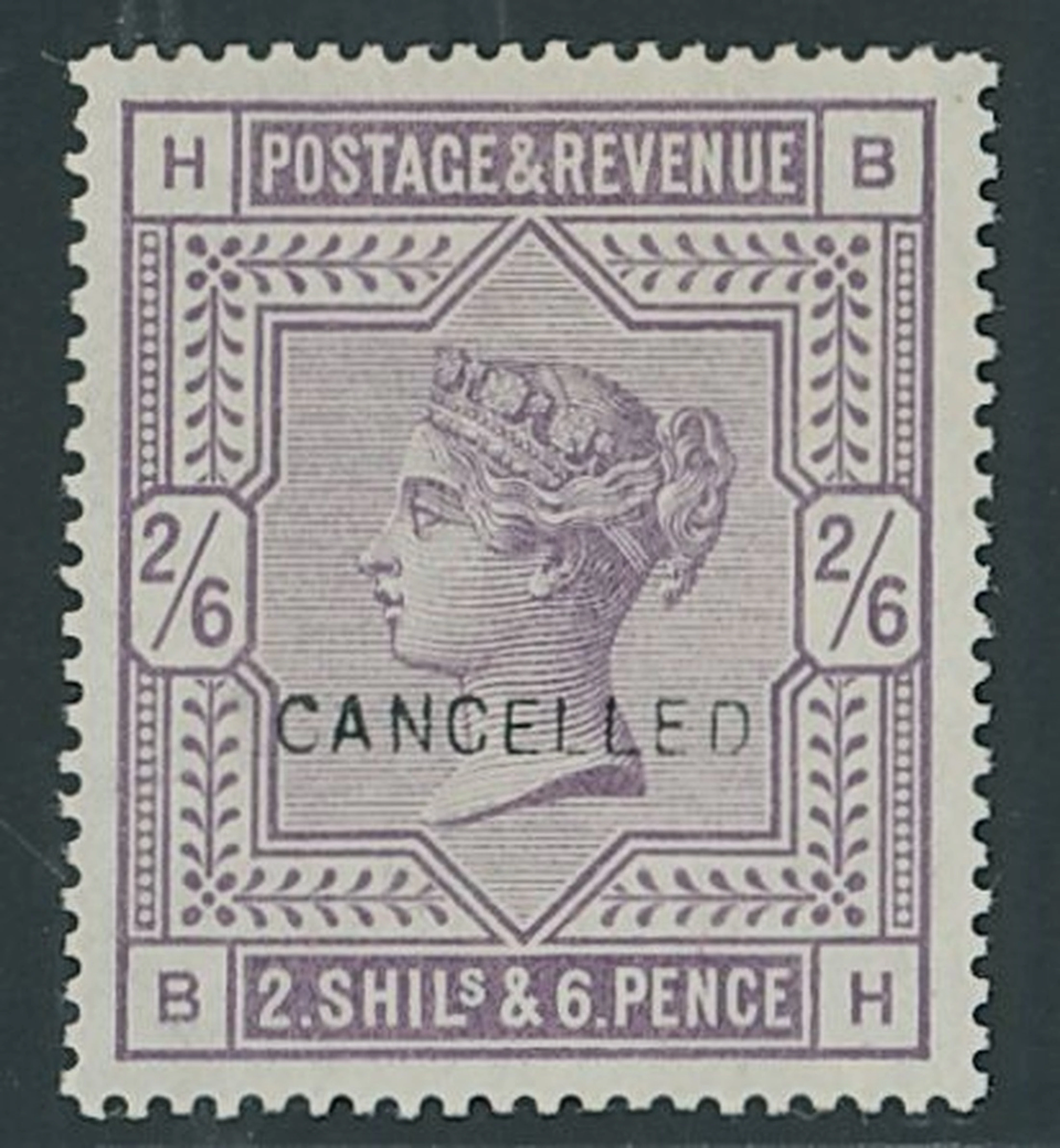 Great Britain 1883-84 White Paper 2/6d. lilac, BH, overprinted "cancelled"