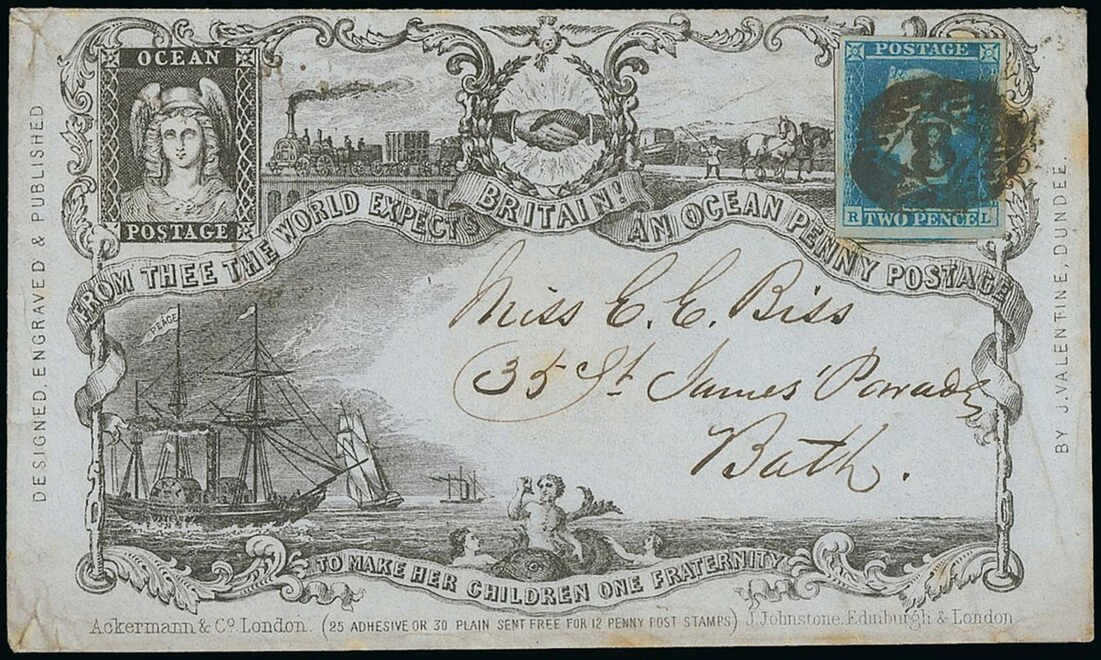 Great Britain Pictorial Envelopes Ocean Penny Post Valentine's First