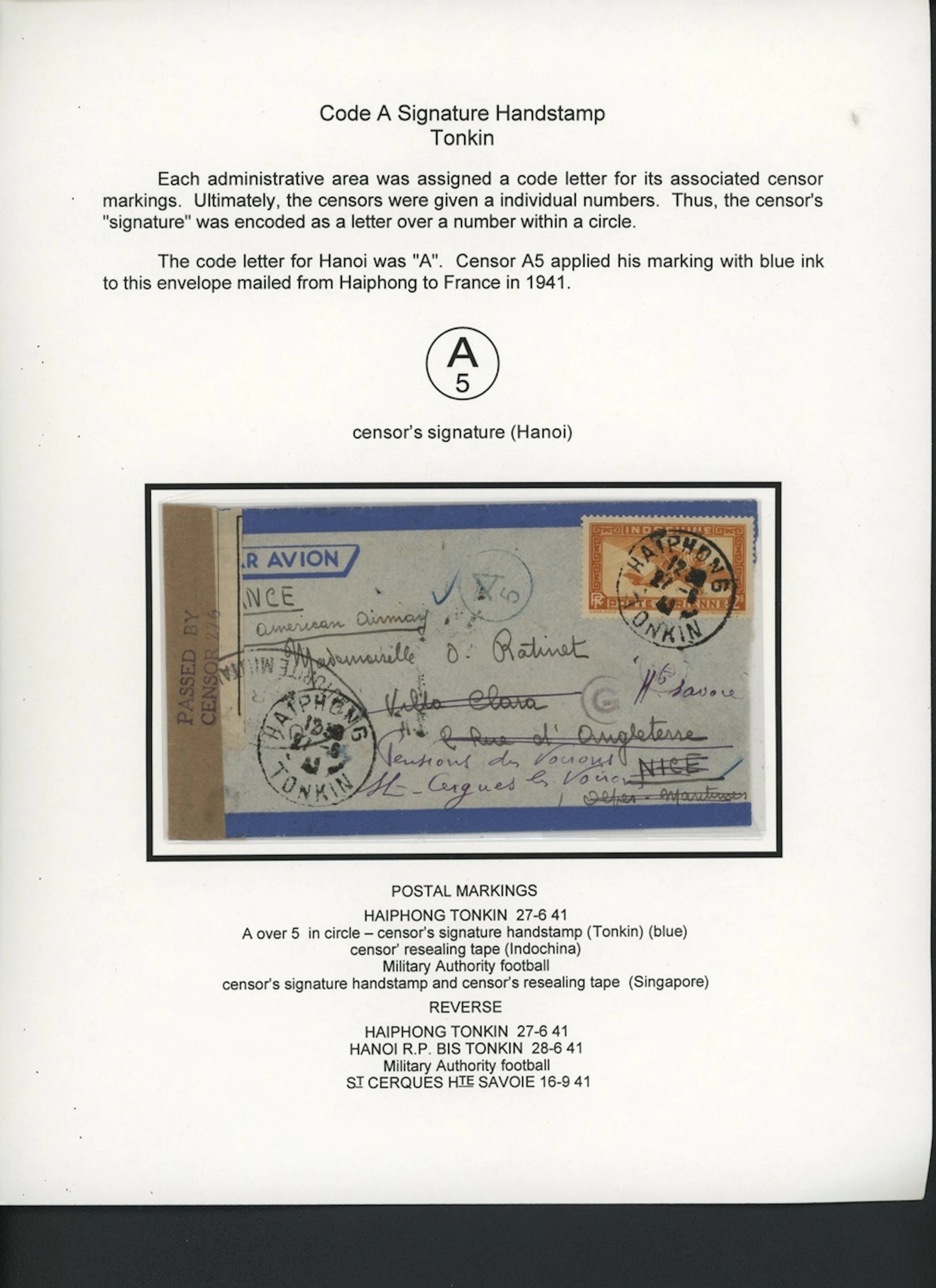Indo-China French Indo-Chinese Post Office Military Mail