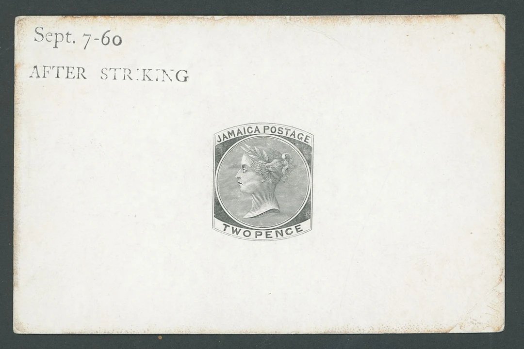 Jamaica 1860-70 Watermark Pineapple Die Proofs 2d. eighth and final