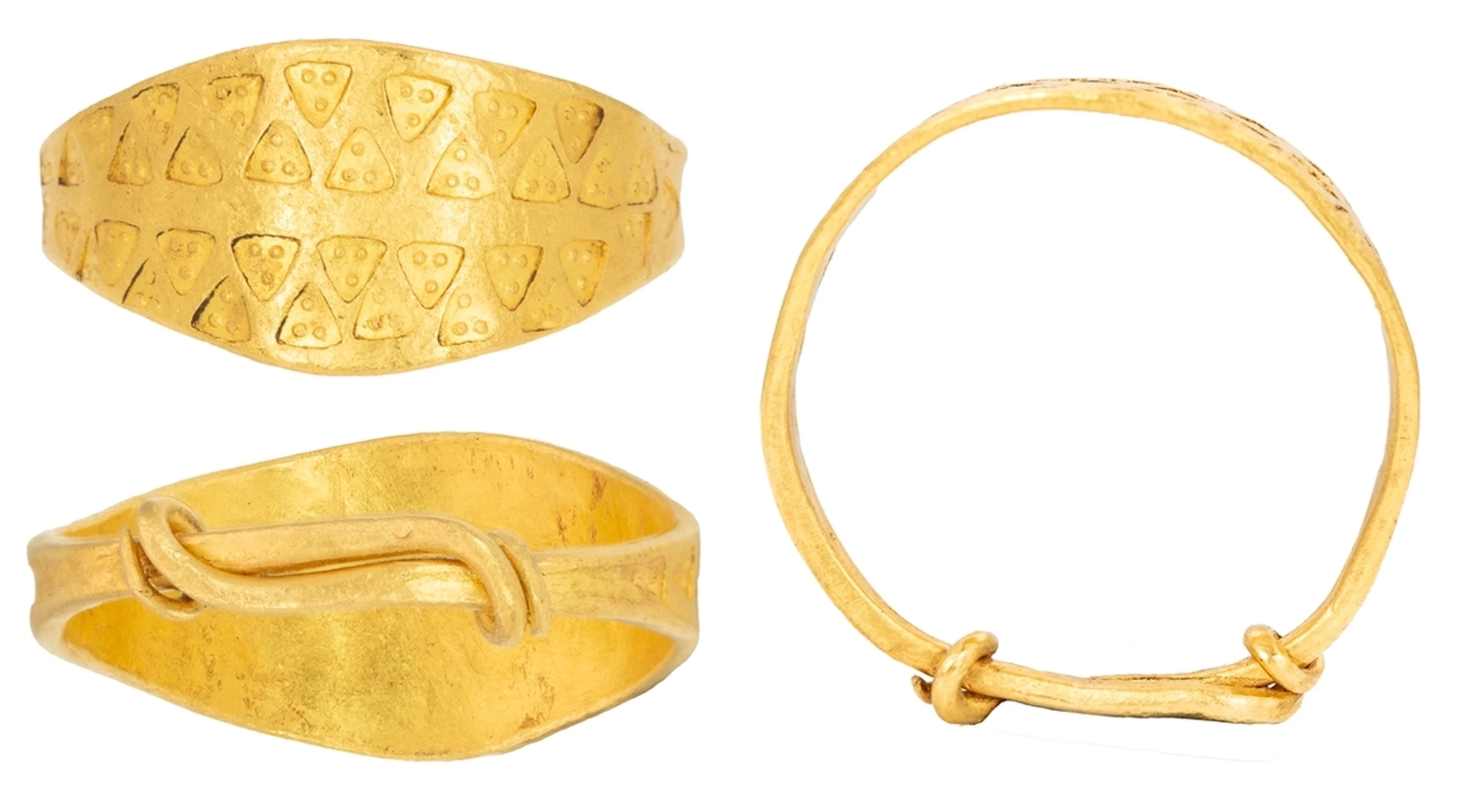 Large Viking Gold Ring with Punched Pelleted Triangles (c. 800-1000)