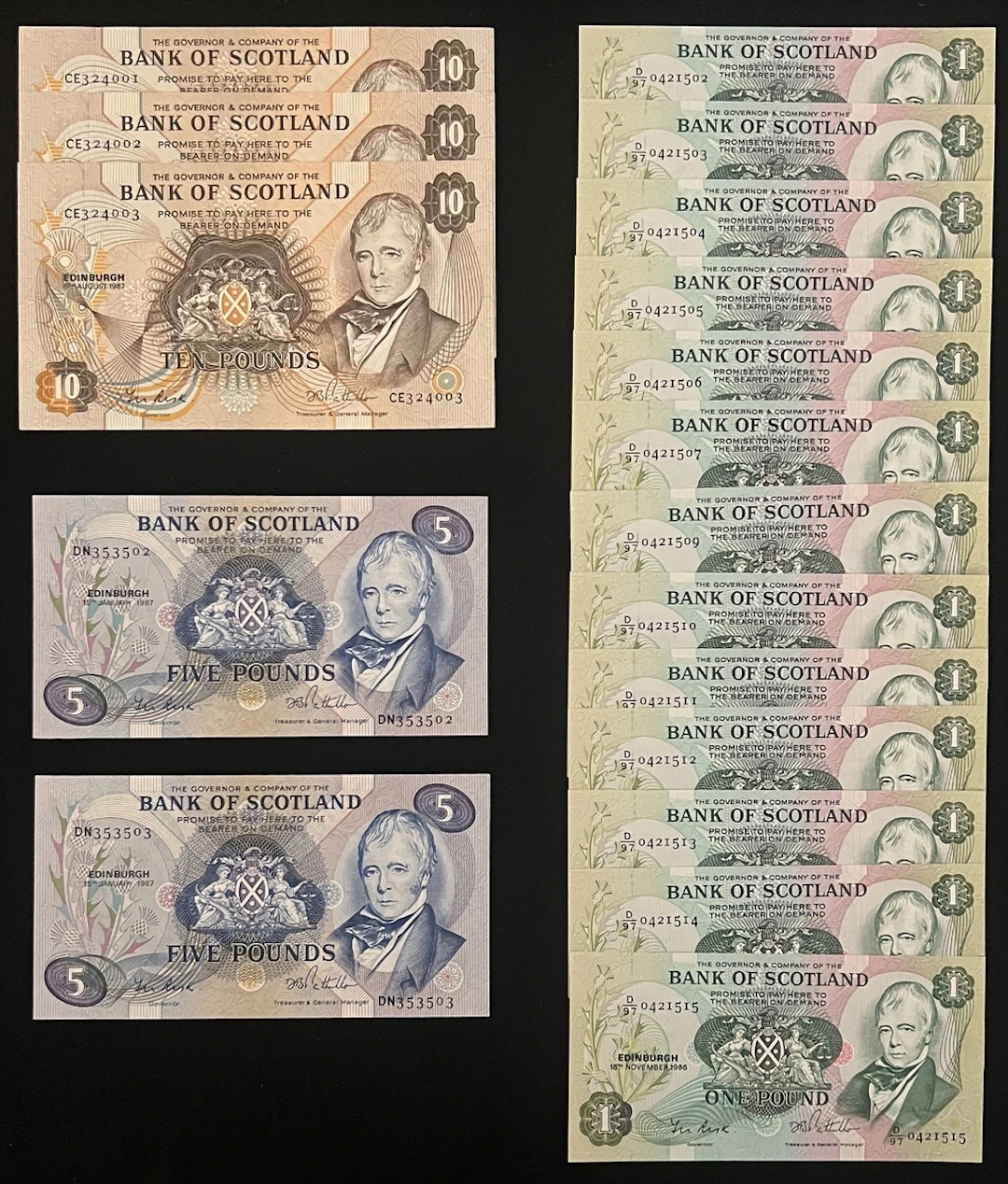 Bank of Scotland, a group of 18x, including £1 (13) 1986, £5 (2) 1987