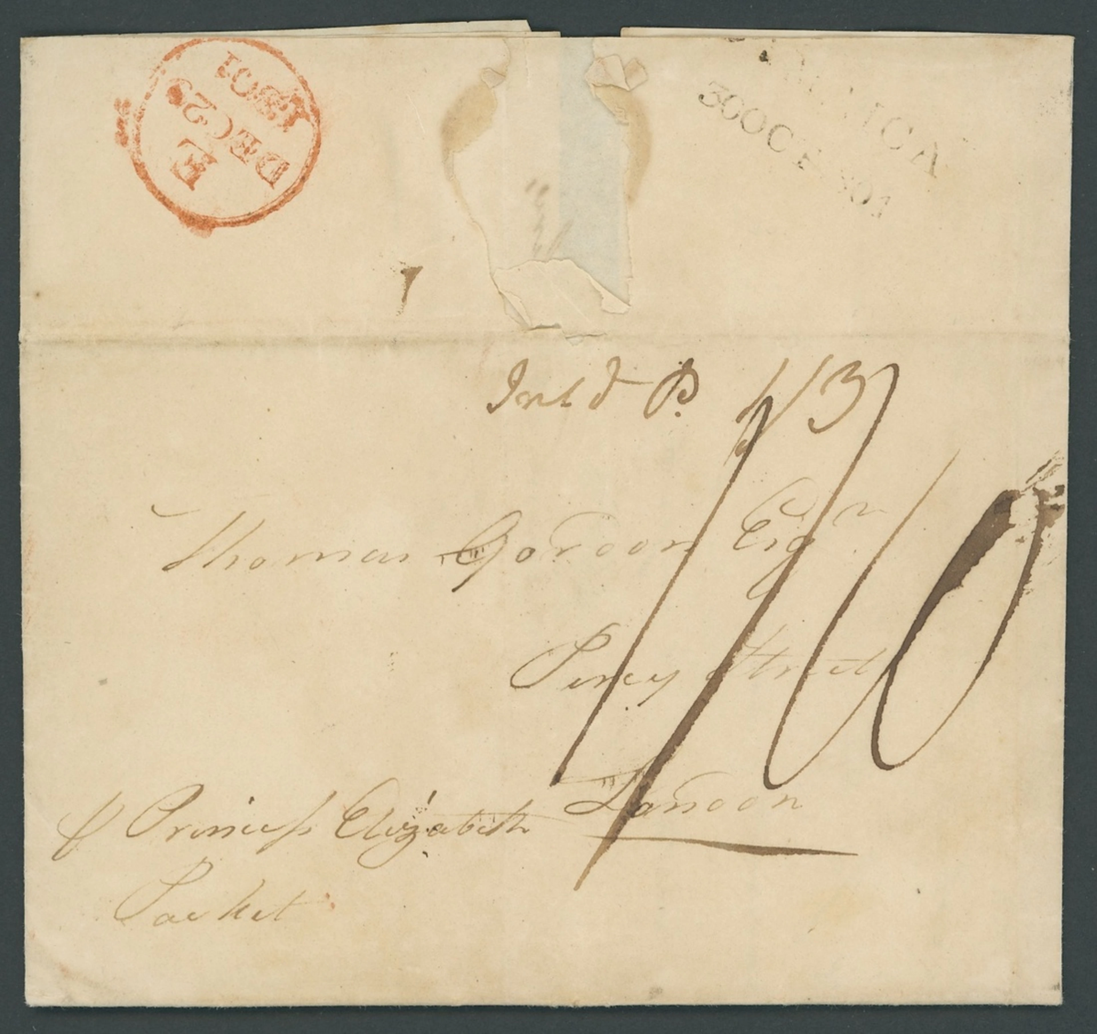 Jamaica Early Letters and Handstamps 1801-09 group of entire letters
