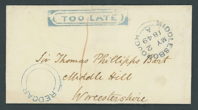 Great Britain Postal History 1849 (2 May), stampless entire to Worcestershire