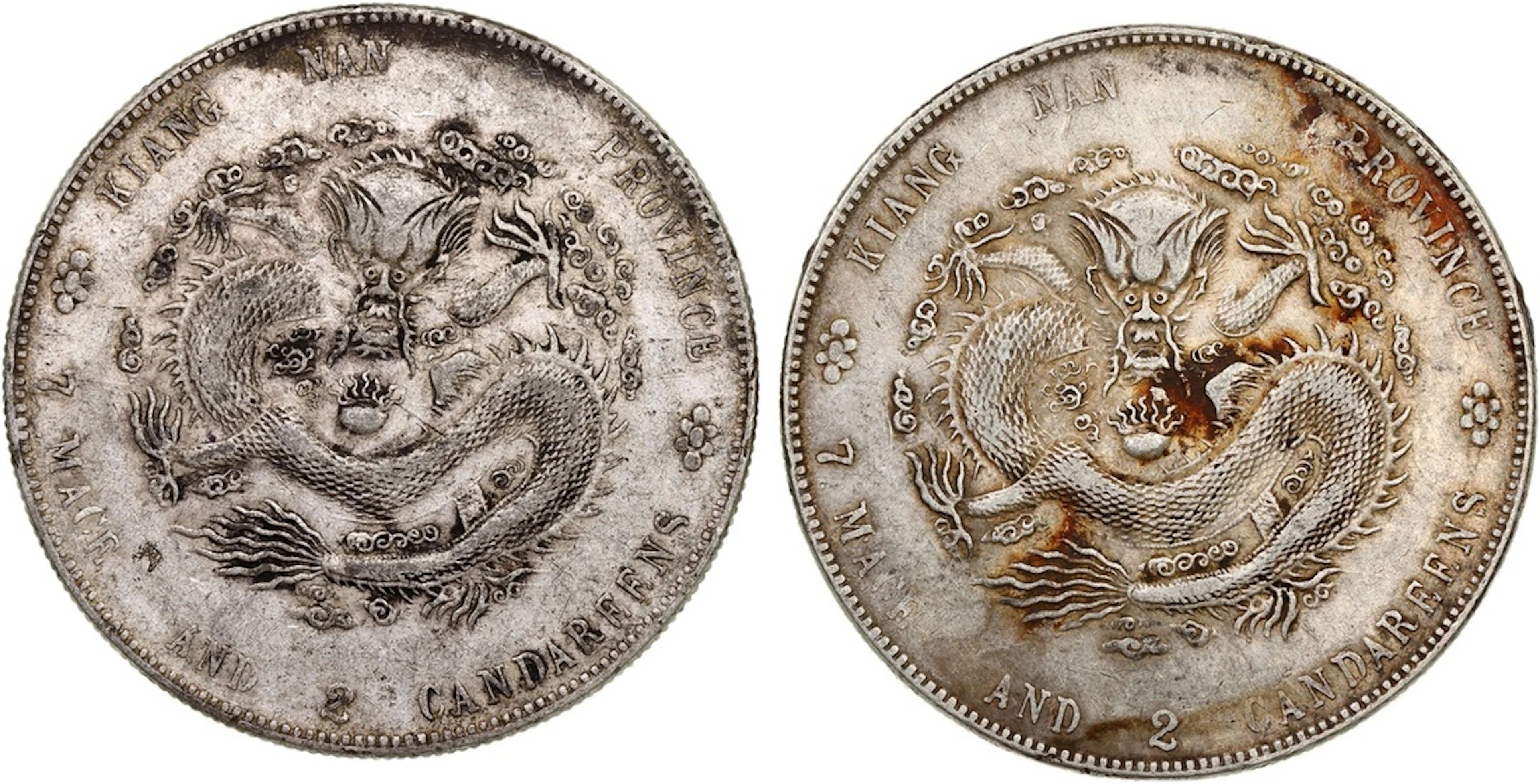 China, Qing Dynasty, Kiangnan Province, a pair of silver dollars