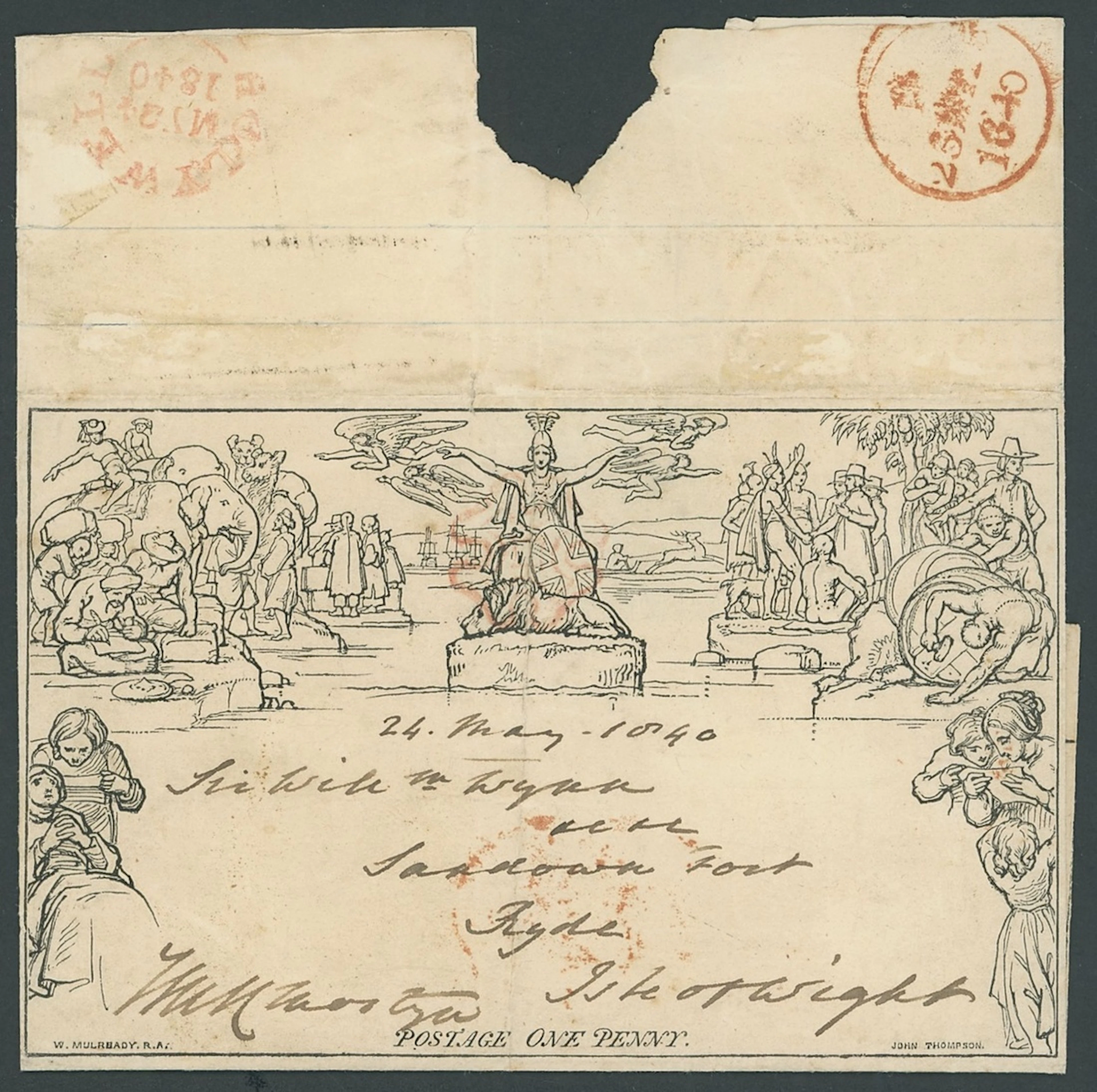 Great Britain 1840 Mulready One Penny Lettersheet A5 1840 (25 May)