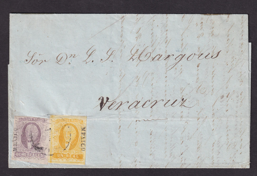 Mexico District. 1r. Yellow and 8r. Lilac, margins all around except