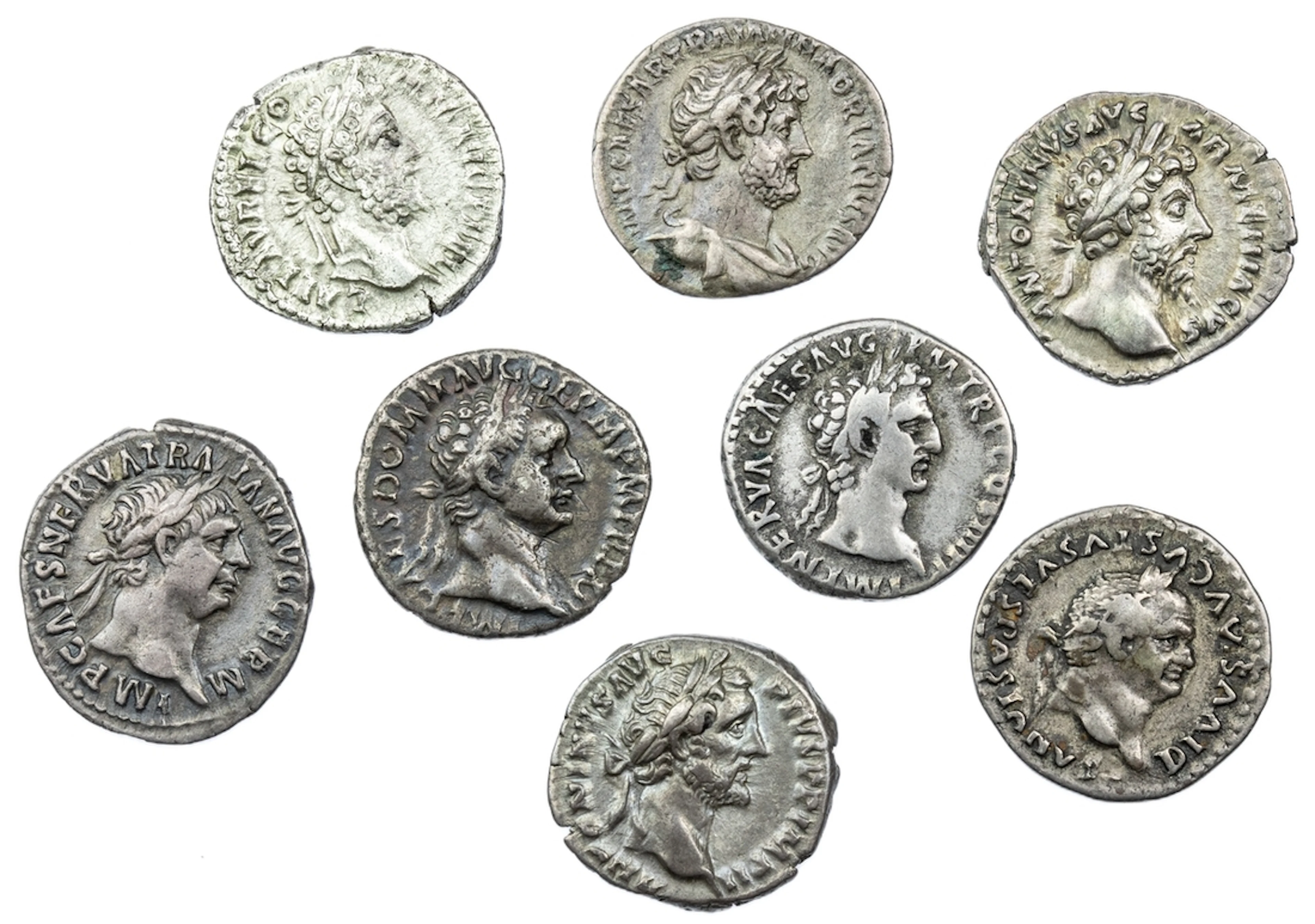 Roman Empire a Group of Denarii (8): i) Vespasian (AD 69-79), AR Denarius