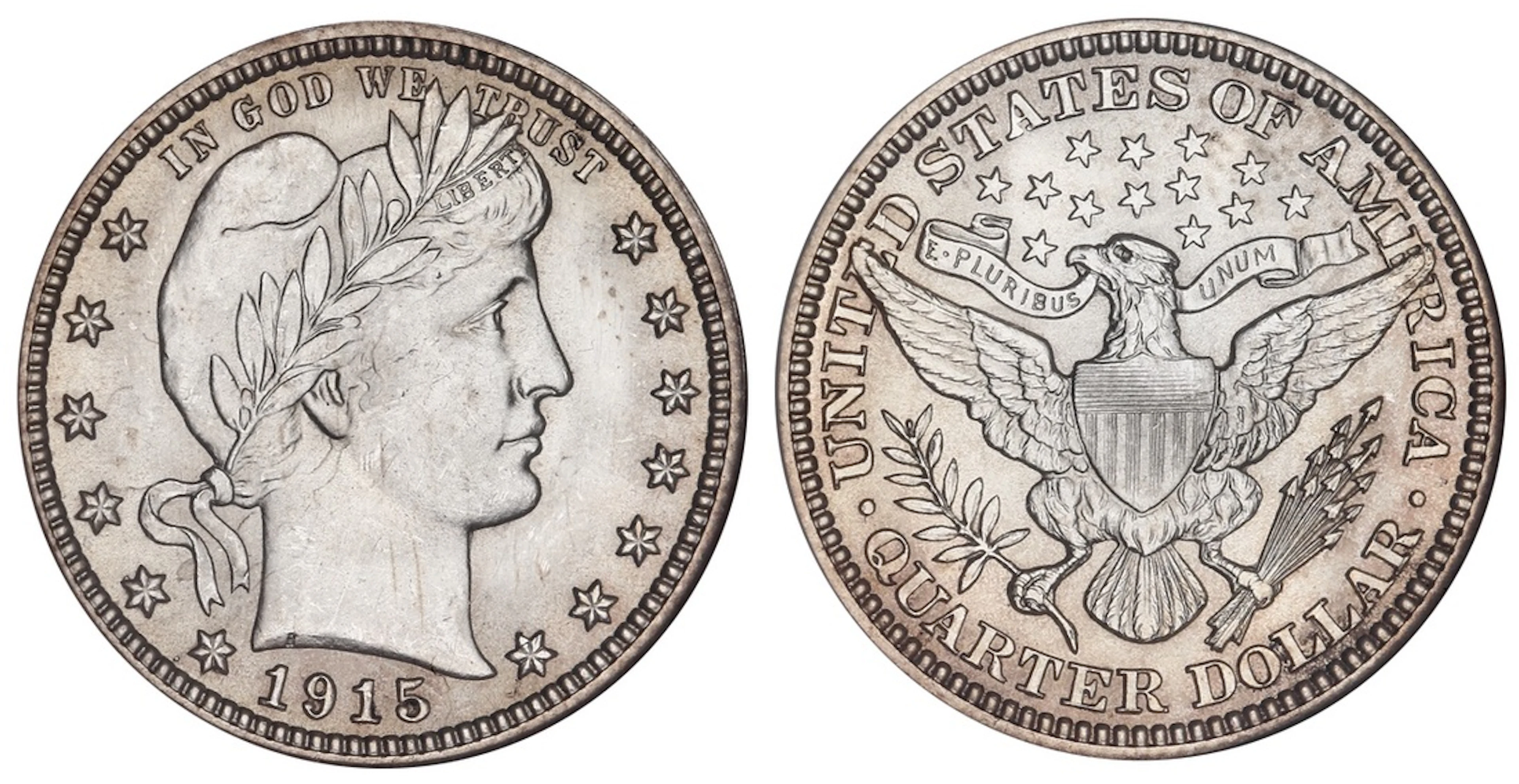 NGC MS65 | USA, 'Barber' Quarter-Dollar of 25-Cents, 1915, Philadelphia