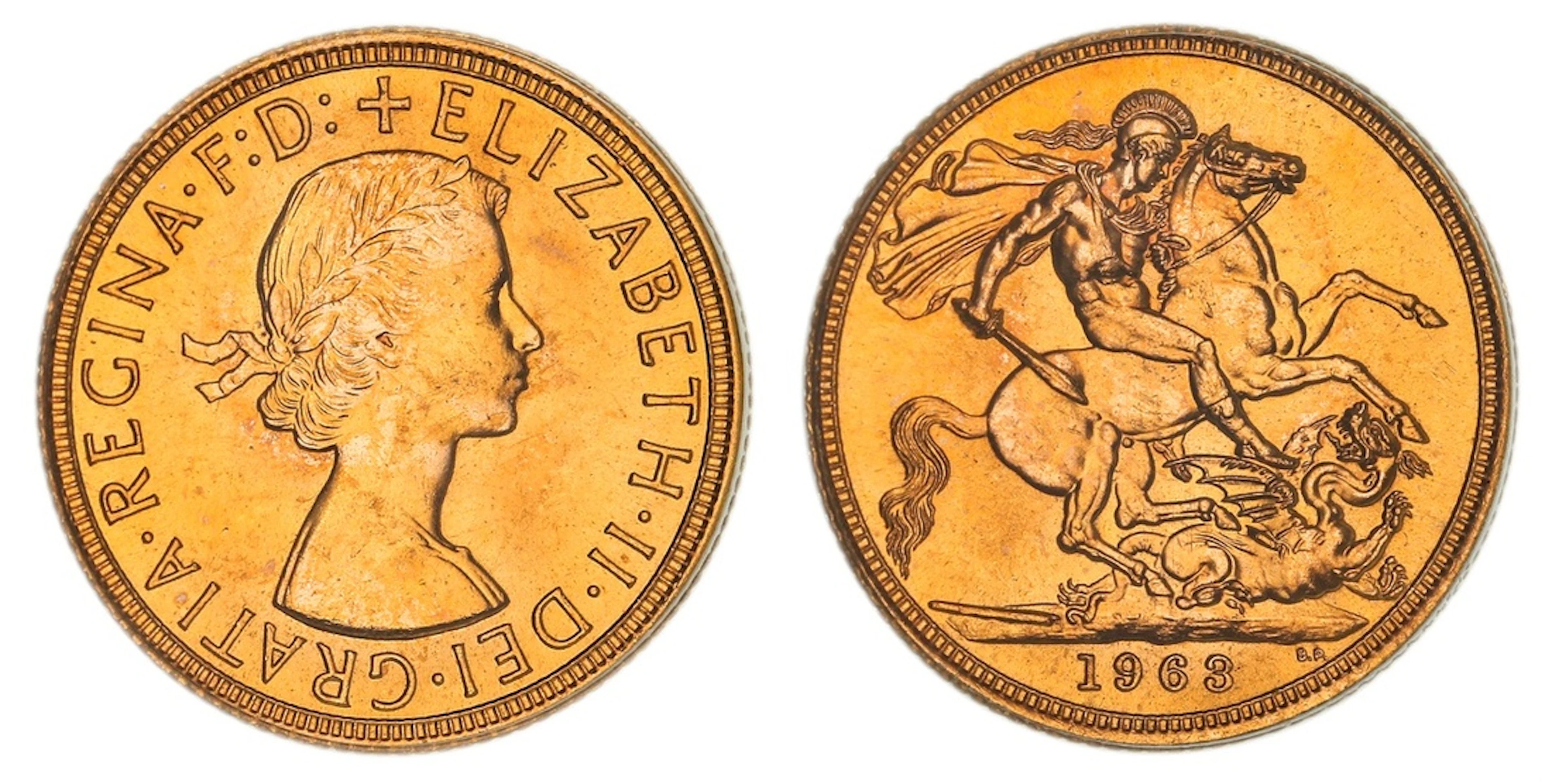 PCGS MS64 | Elizabeth II (1952-2022), Sovereign, 1963, by Mary Gillick