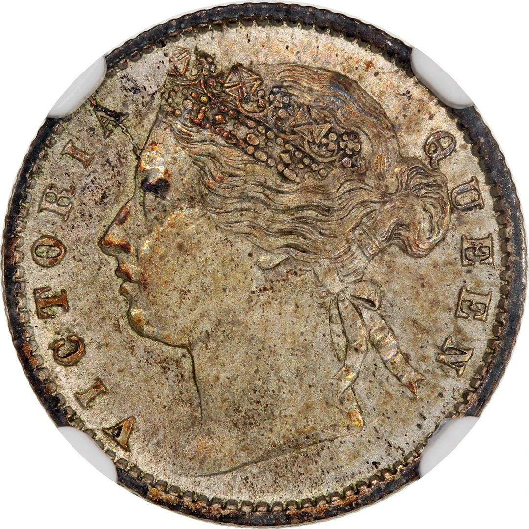 Straits Settlements, Victoria [NGC AU55] 10 cents, 1871