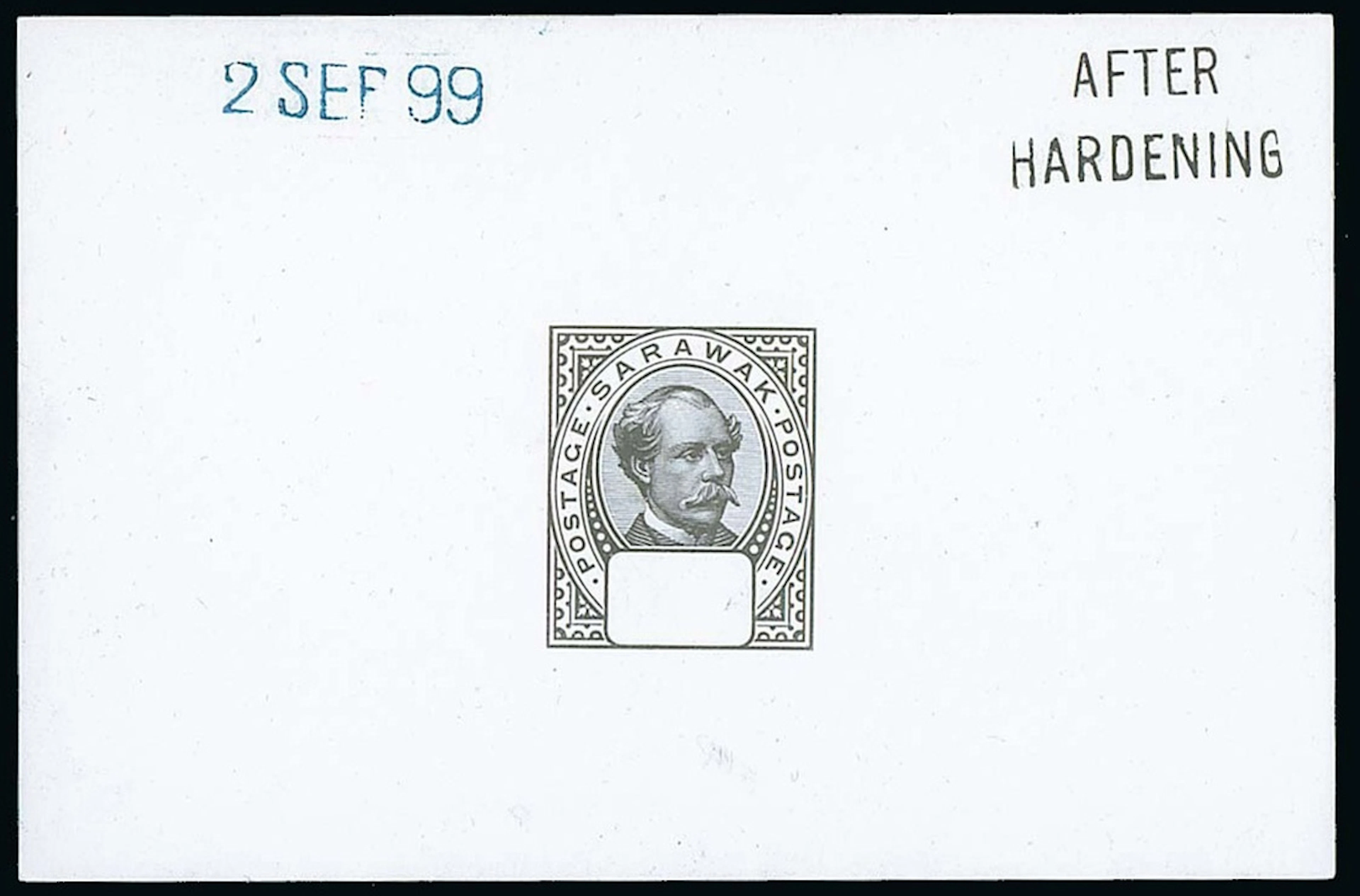 Sarawak 1899-1908 "postage postage" Issue Die Proofs Master with blank