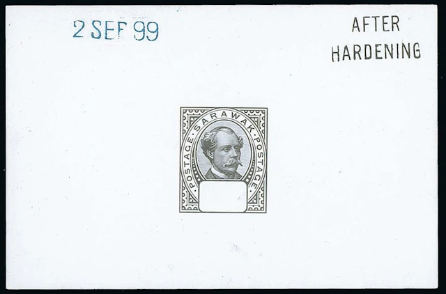 Sarawak 1899-1908 "postage postage" Issue Die Proofs Master with blank