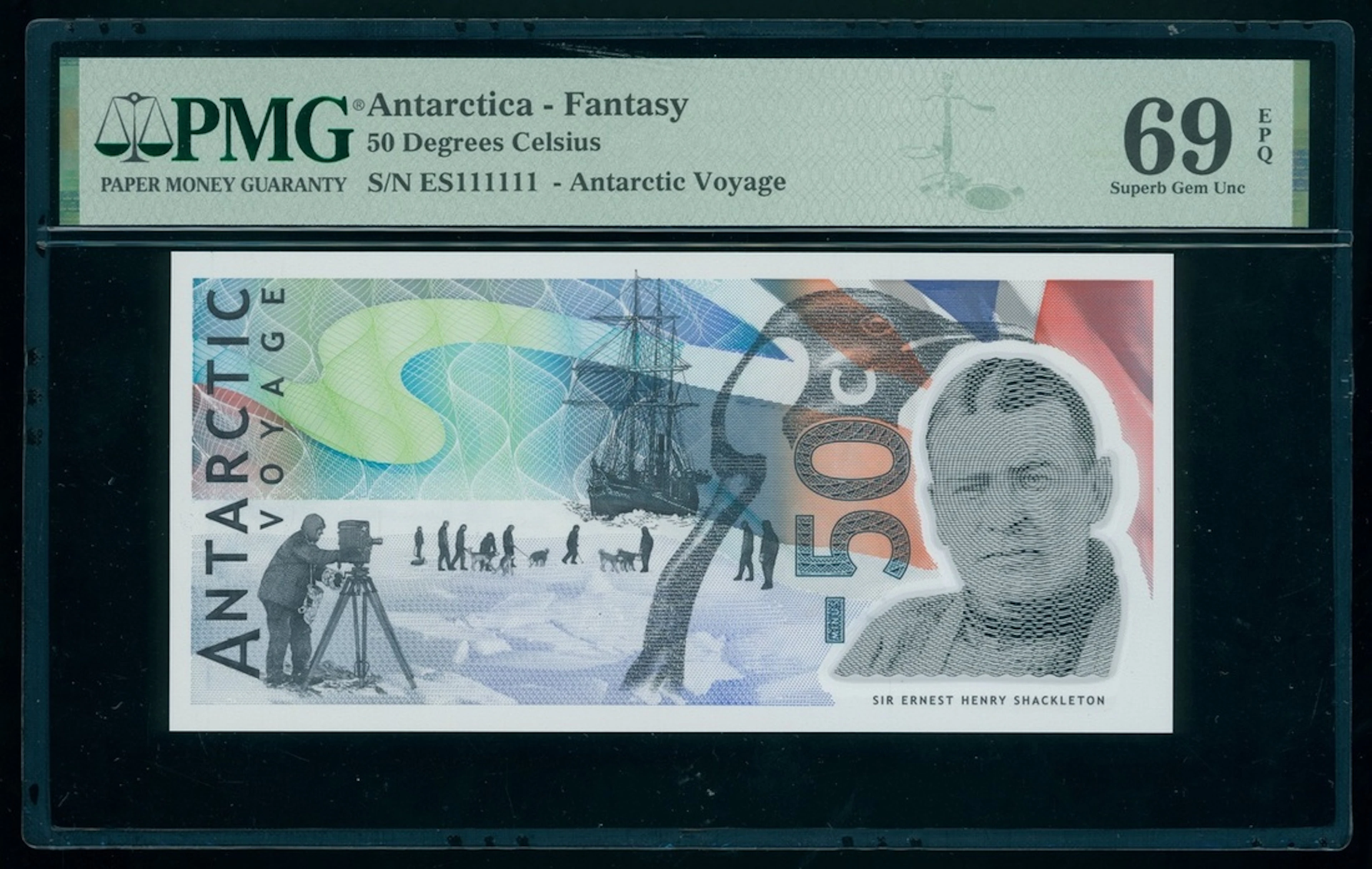 Antarctica Fantasy Note, -50 degrees celsius, ND, serial number ES111111