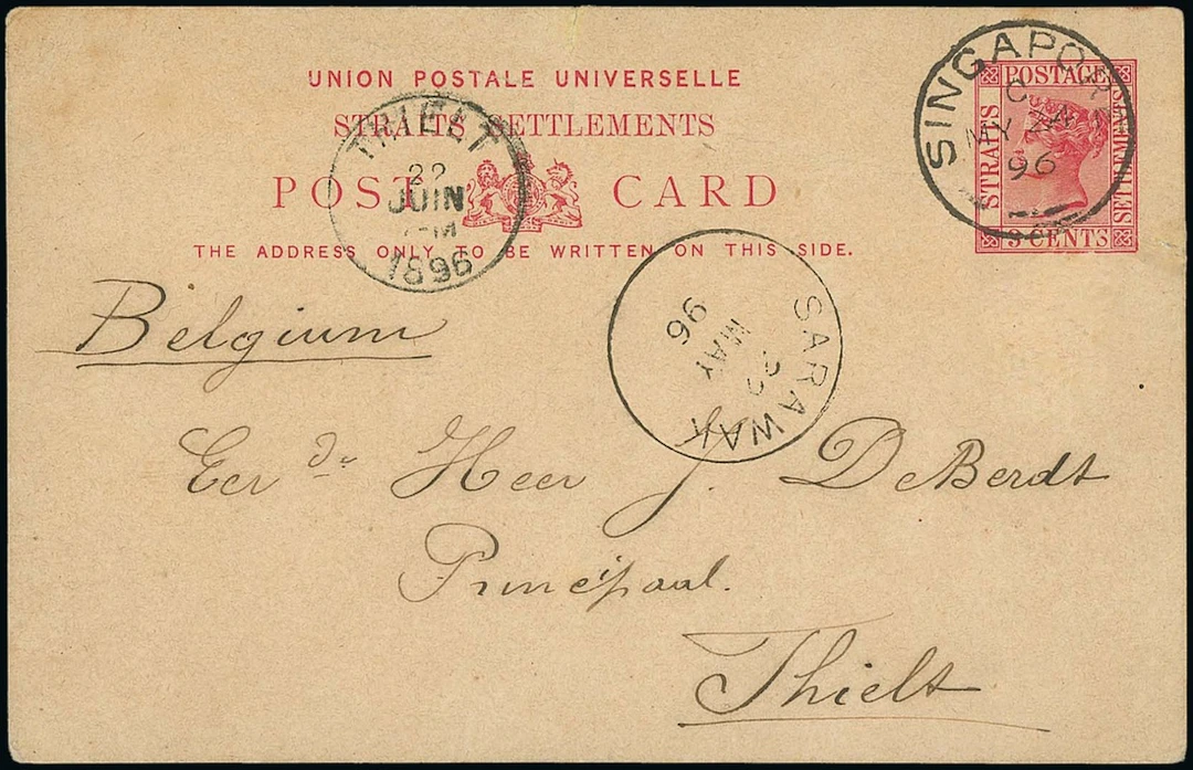 Sarawak Postal Stationery Forerunners 1896 (22 May) Straits Settlements