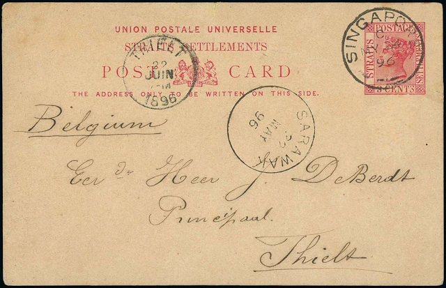 Sarawak Postal Stationery Forerunners 1896 (22 May) Straits Settlements