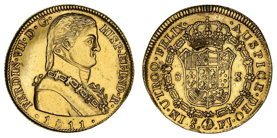Chile, Ferdinand VII (1808-1833), Gold 8-Escudos 1811 So-FJ, Santiago