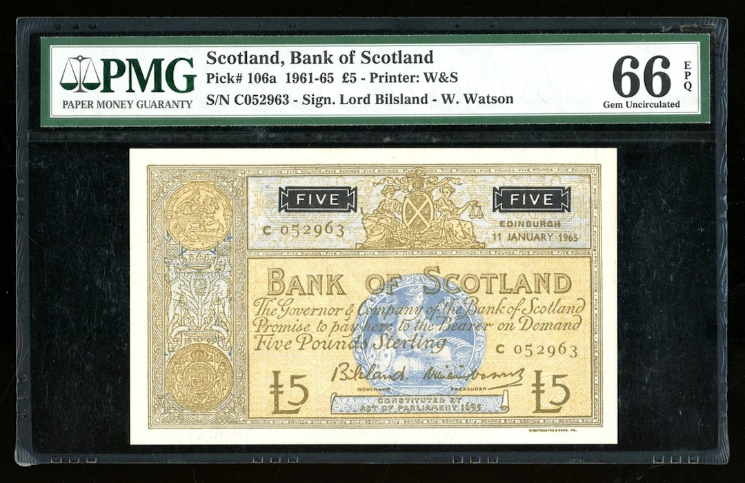 Bank of Scotland, £5, 11.1.1965, serial number C052963, (Pick 106a)