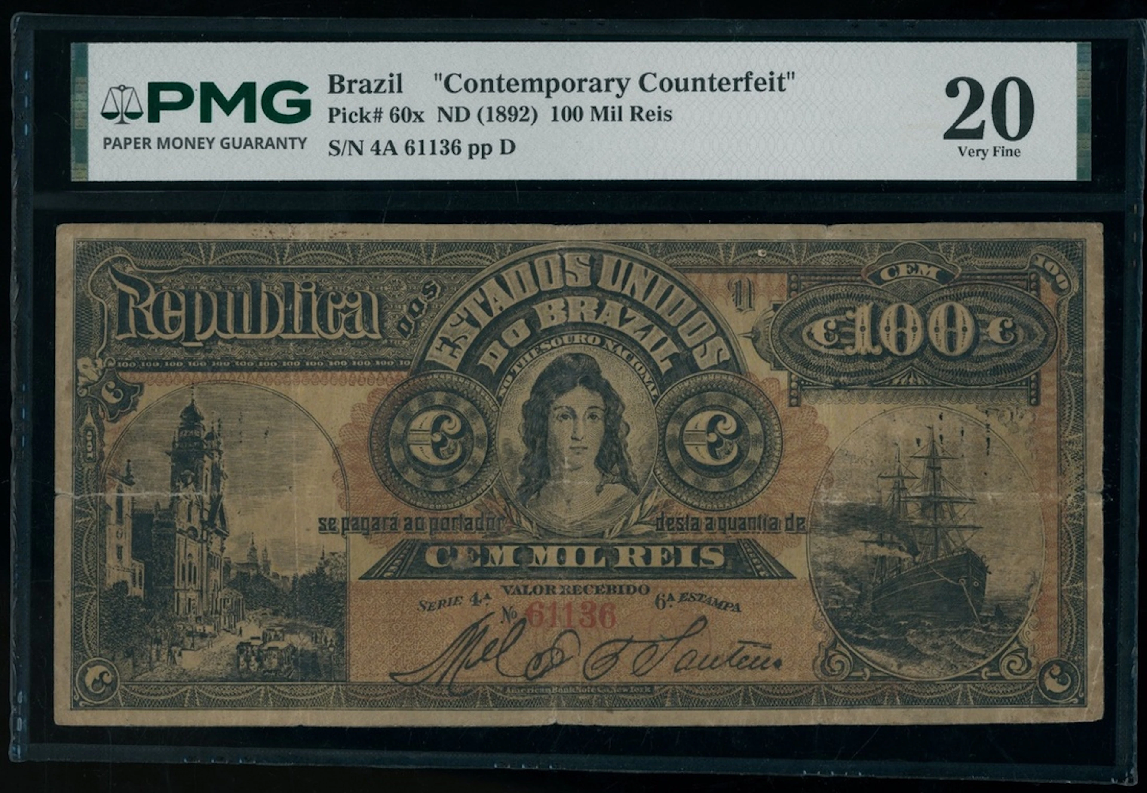 Republica dos Estados Unidos do Brazil, contemporary counterfeit 100