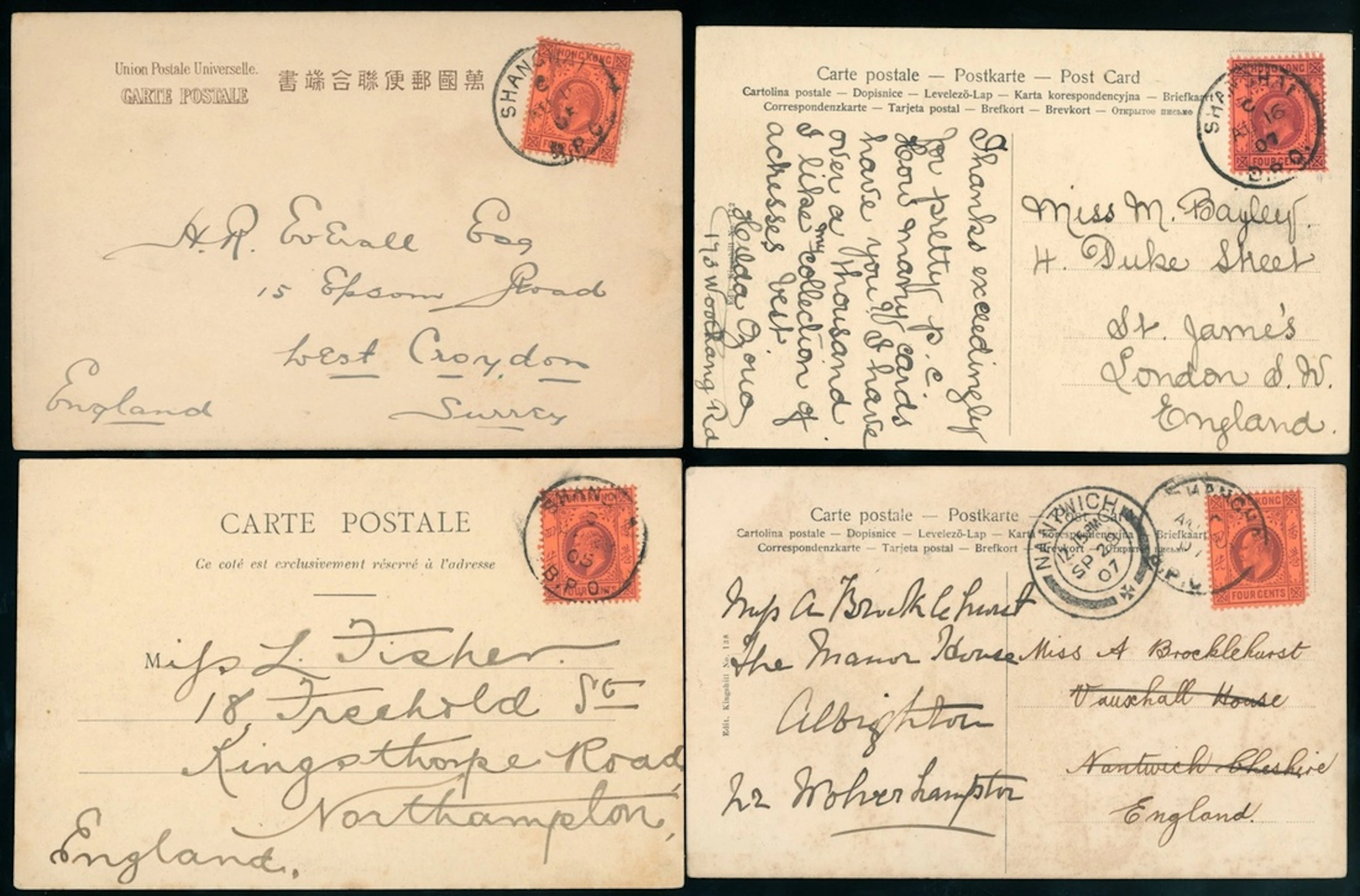 China Foreign Post Office Ranges 1900s-1910s a lot of 8 Shanghai picture