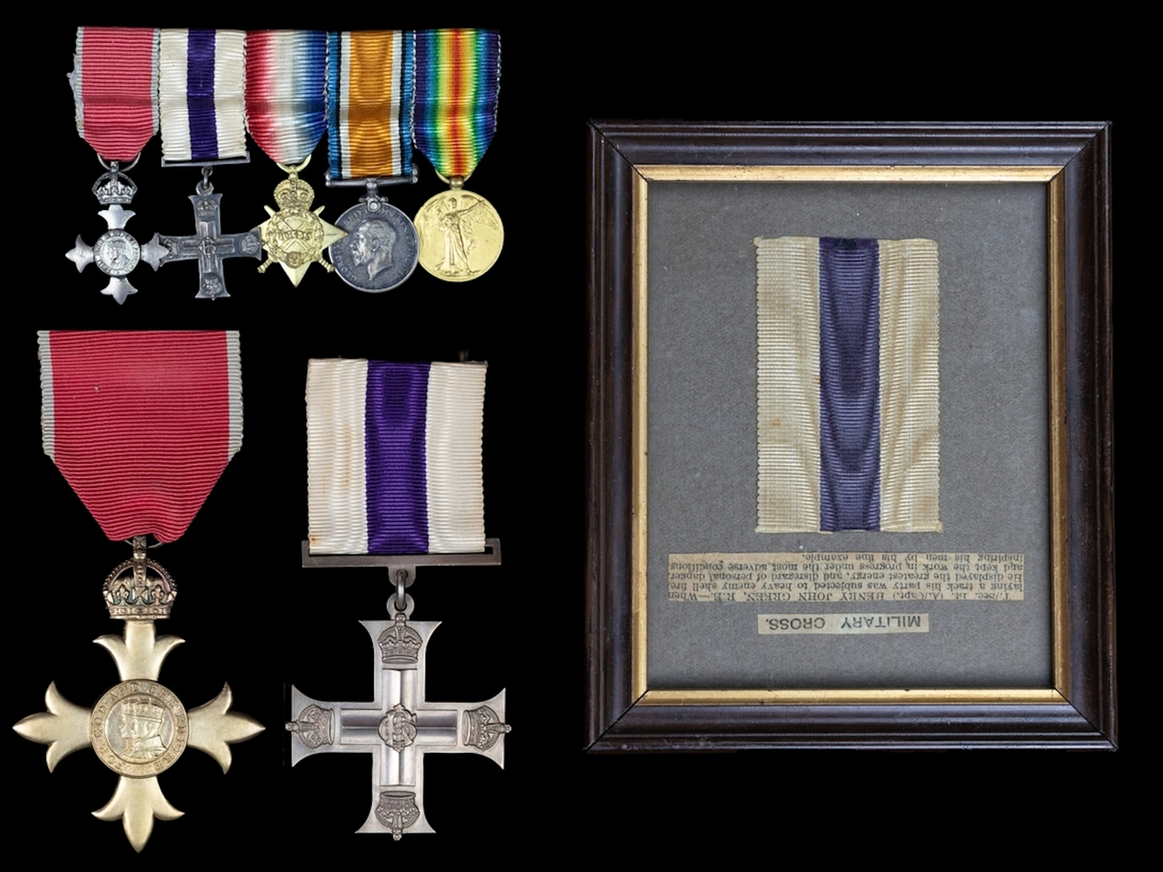 A Civil O.B.E. and Great War M.C. pair attributed to Captain H. J.