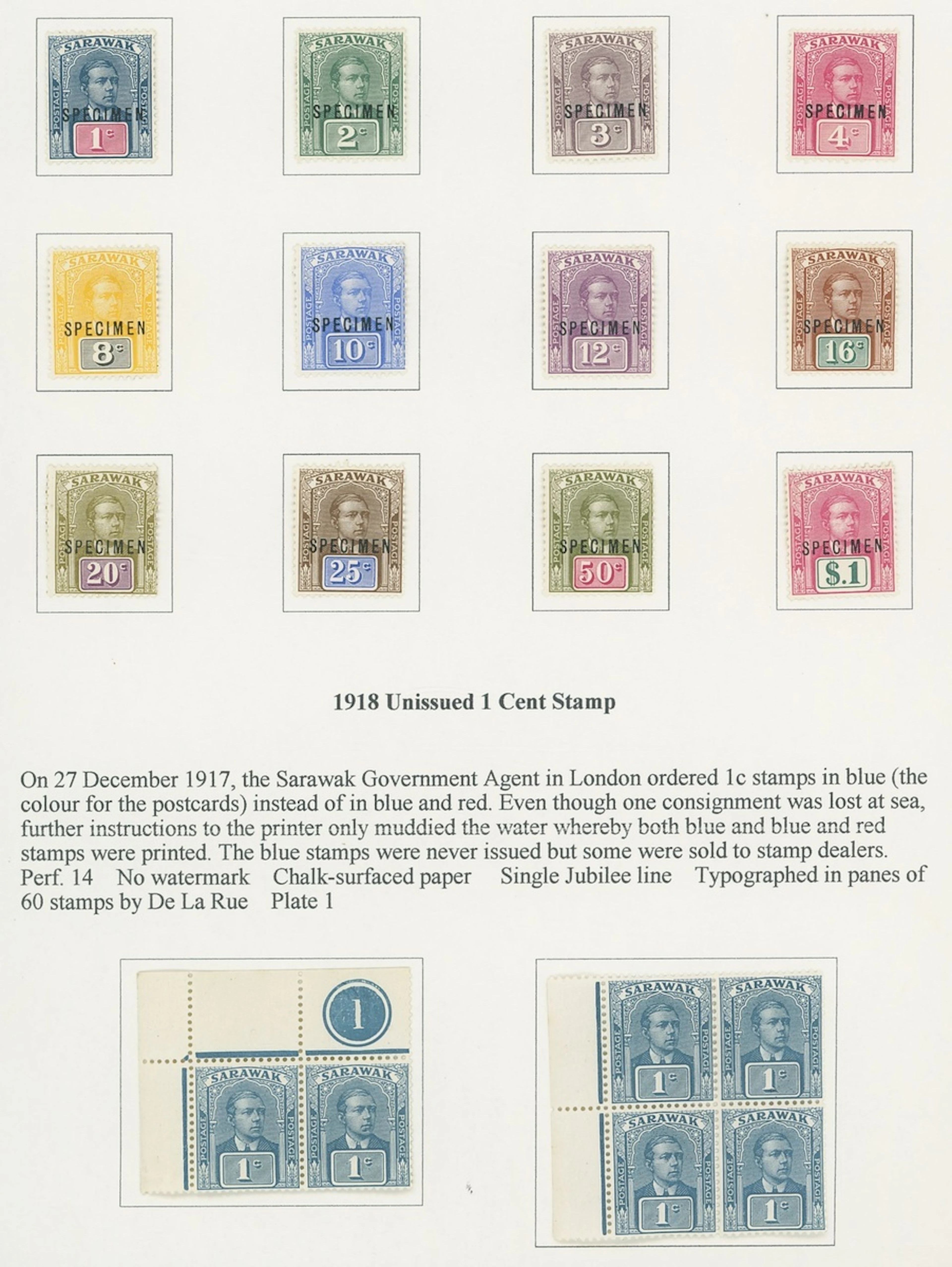 Sarawak 1918 Sir Charles Vyner Brooke Issued Stamps The predominantly