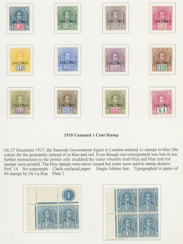 Sarawak 1918 Sir Charles Vyner Brooke Issued Stamps The predominantly