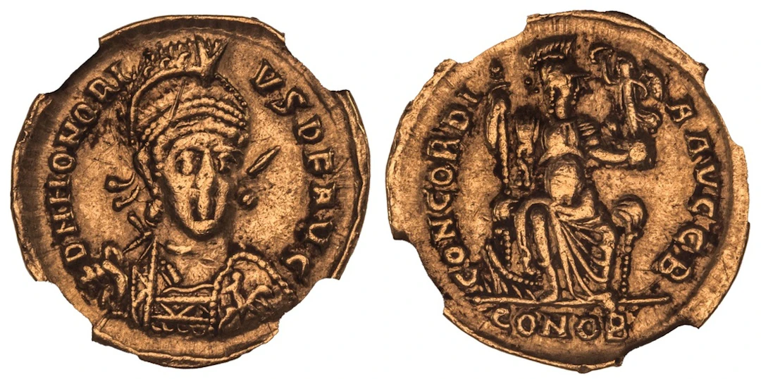 NGC Ch VF | Roman Empire, Honorius (AD 393-423), AV Solidus, struck