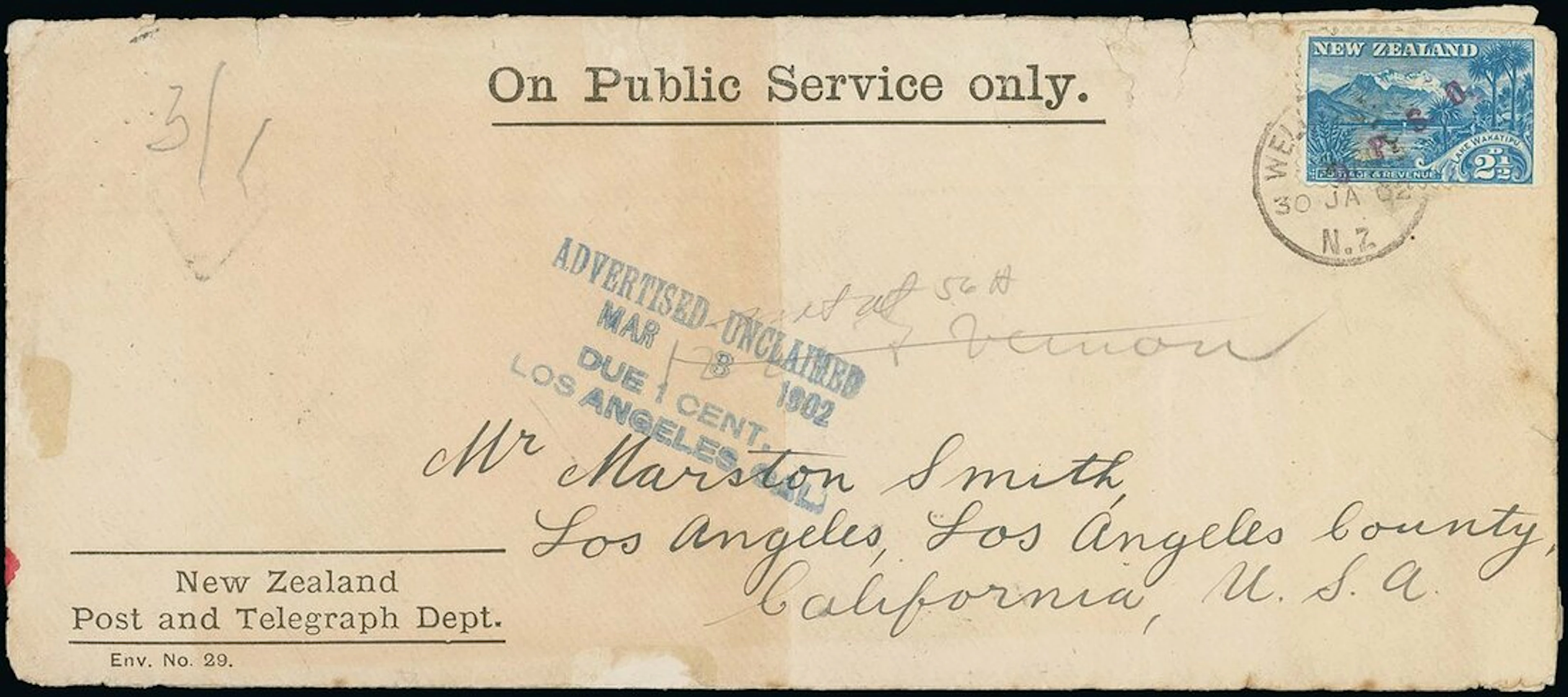 New Zealand Official Stamps 1902 (30 Jan.) 'On Public Service Only/