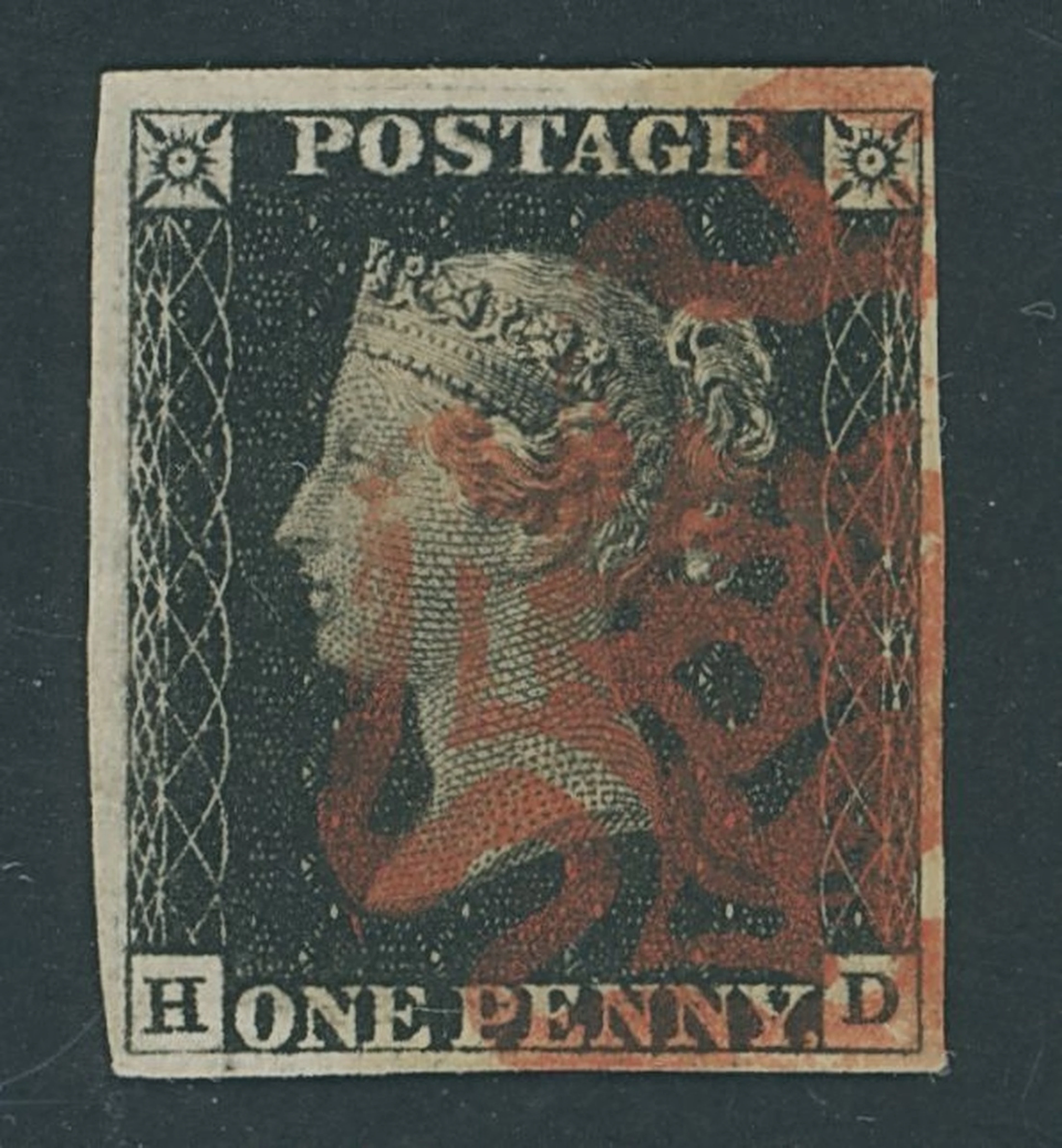 Great Britain 1840 One Penny Black Plate 1b GD, small to huge margins