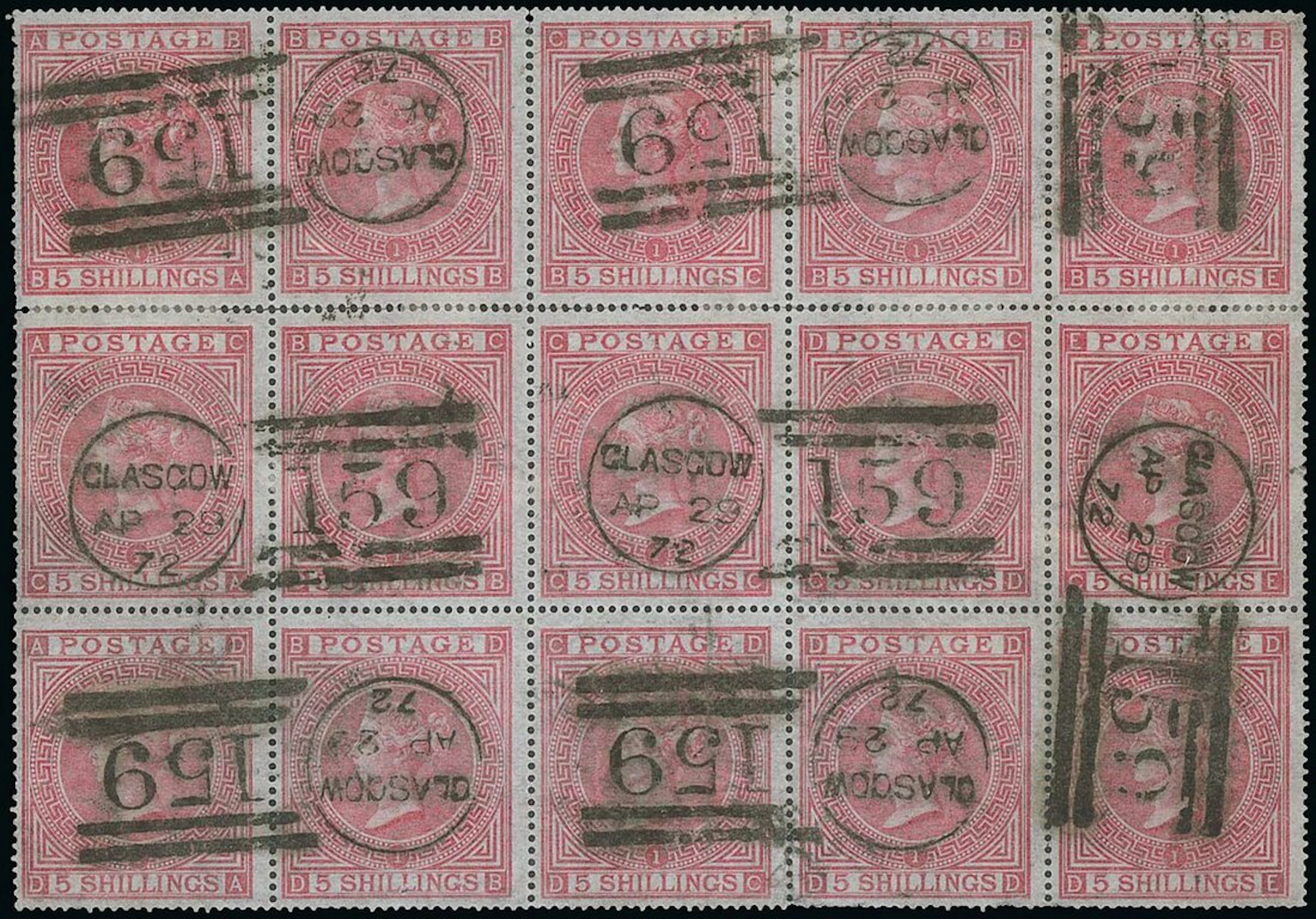 Great Britain Surface Printed 1867-83 High Values Watermark Maltese