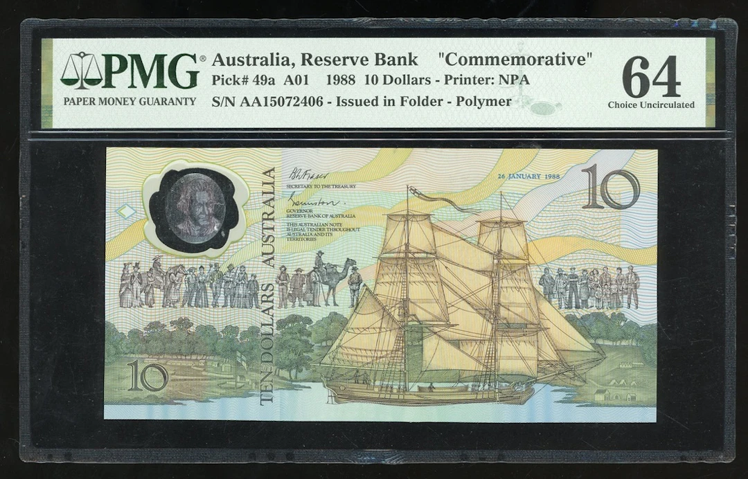 Reserve Bank of Australia, polymer $10, 1988, 'Commemorative' issue