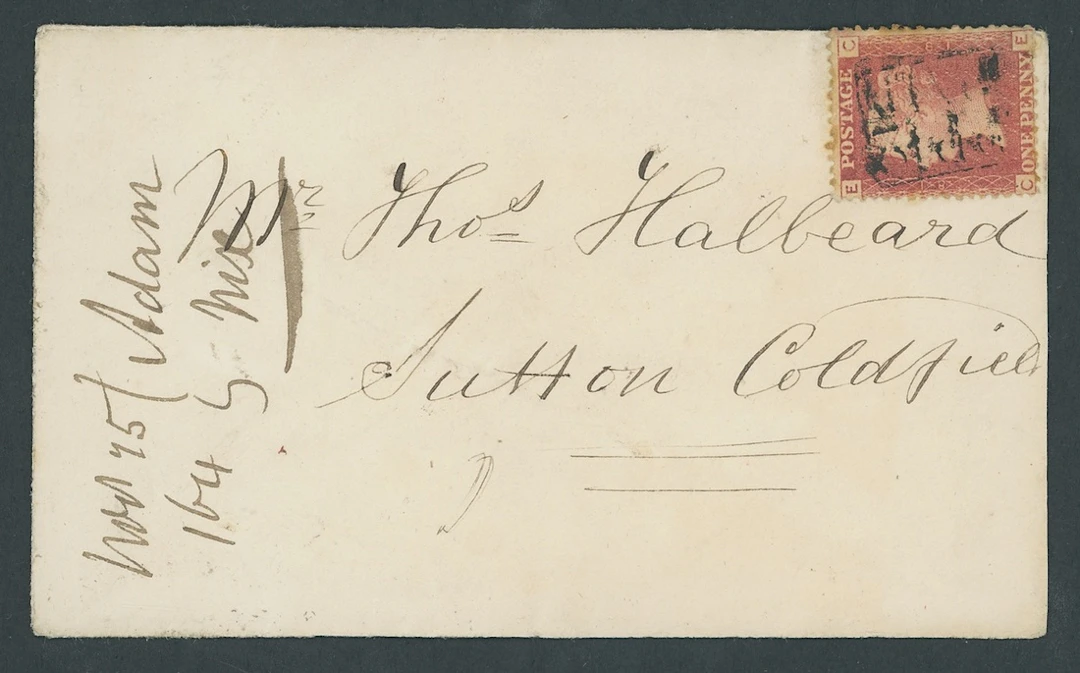 Great Britain Postal History 1864 (25 Nov.), envelope to Sutton Coldfield