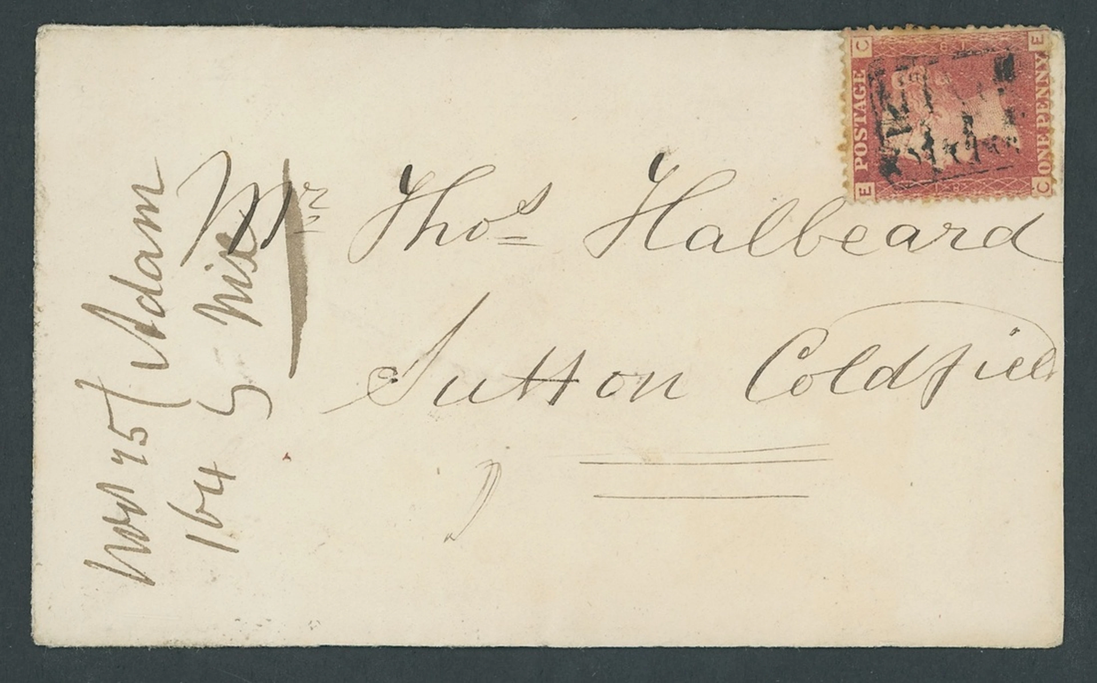 Great Britain Postal History 1864 (25 Nov.), envelope to Sutton Coldfield