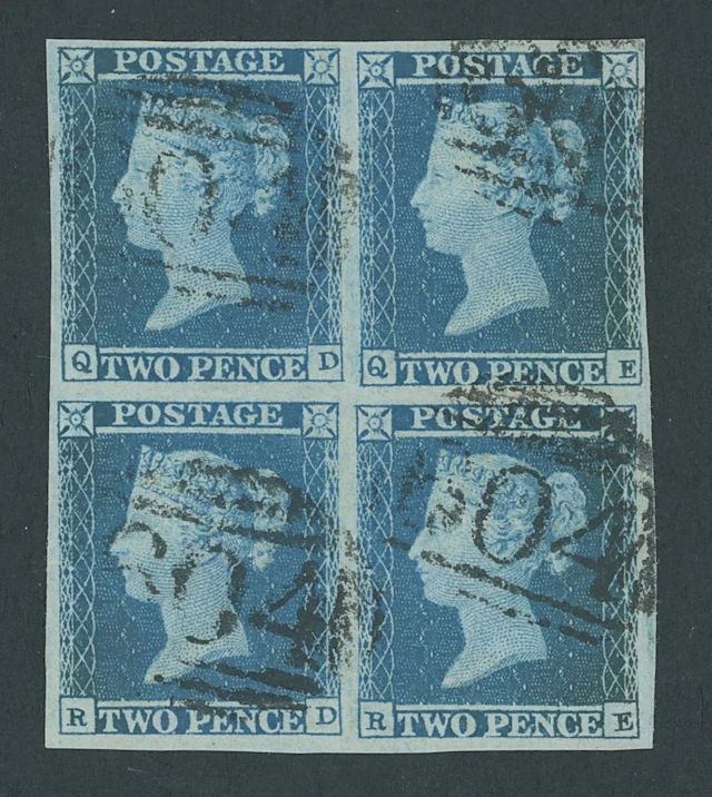 Great Britain 1841 Two Pence Blue Plate 4