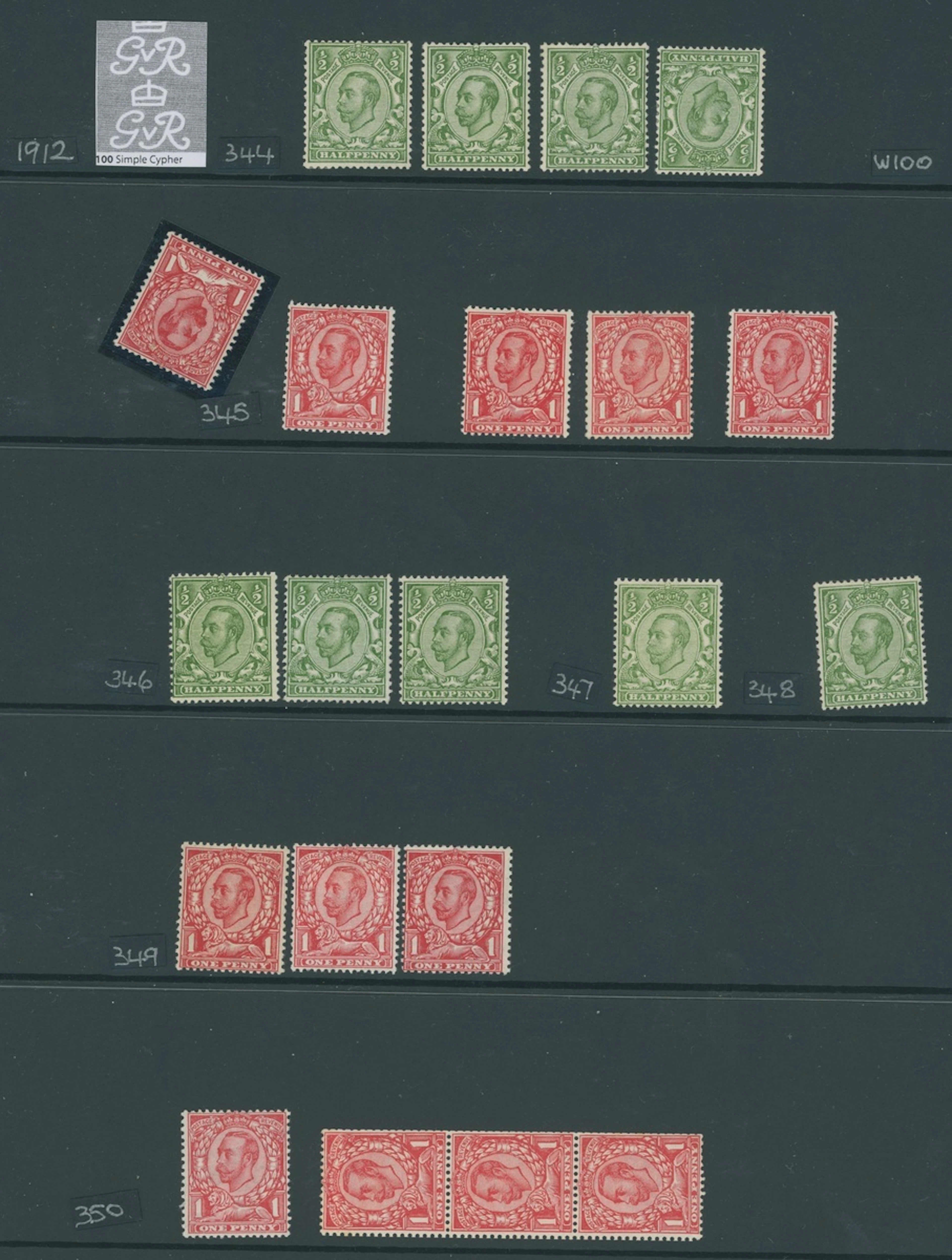 Great Britain King George V 1911-12 Downey Head A mint collection on pages