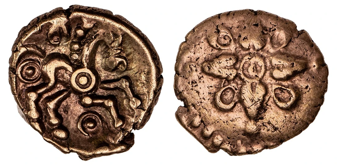 Catuvellauni, Addedomaros (45-25 BC), AV Quarter-Stater, 'Floral'
