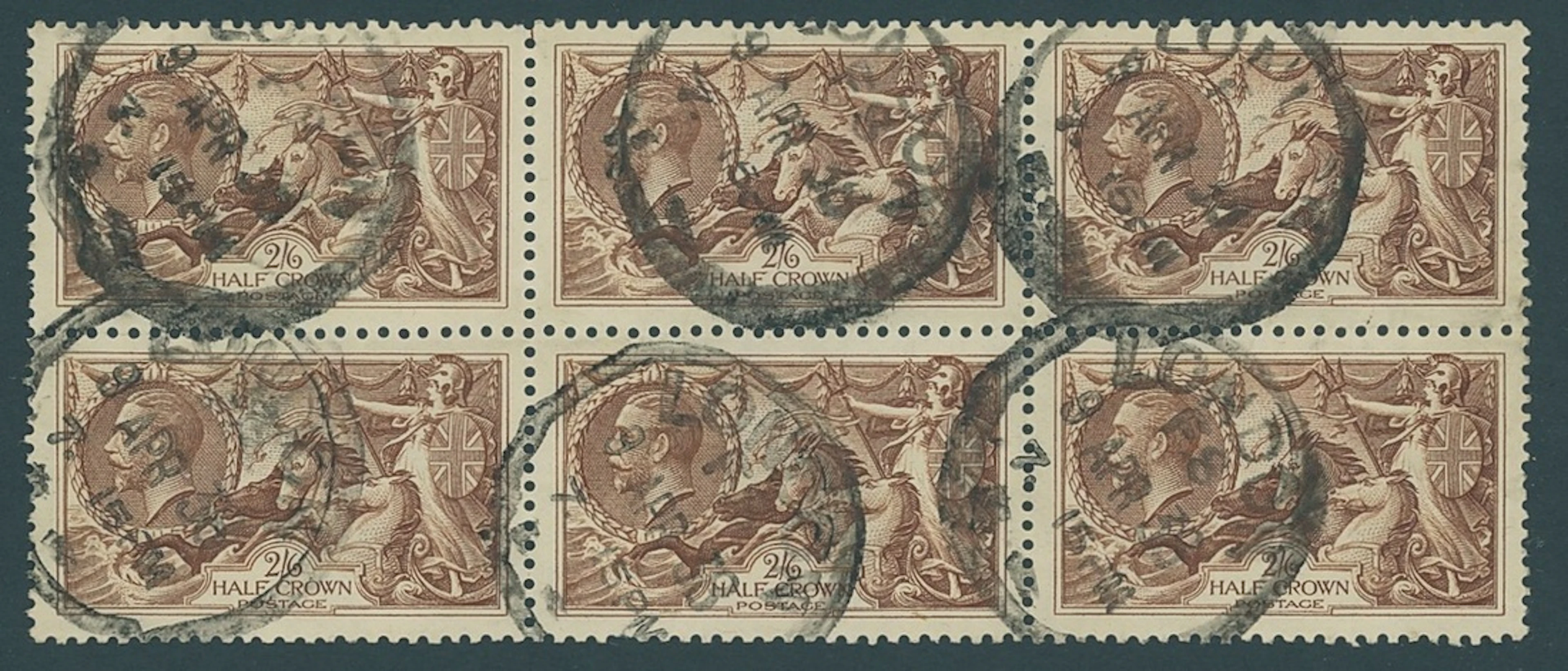 Great Britain King George V Bradbury 2/6d. vertical pairs (2) and