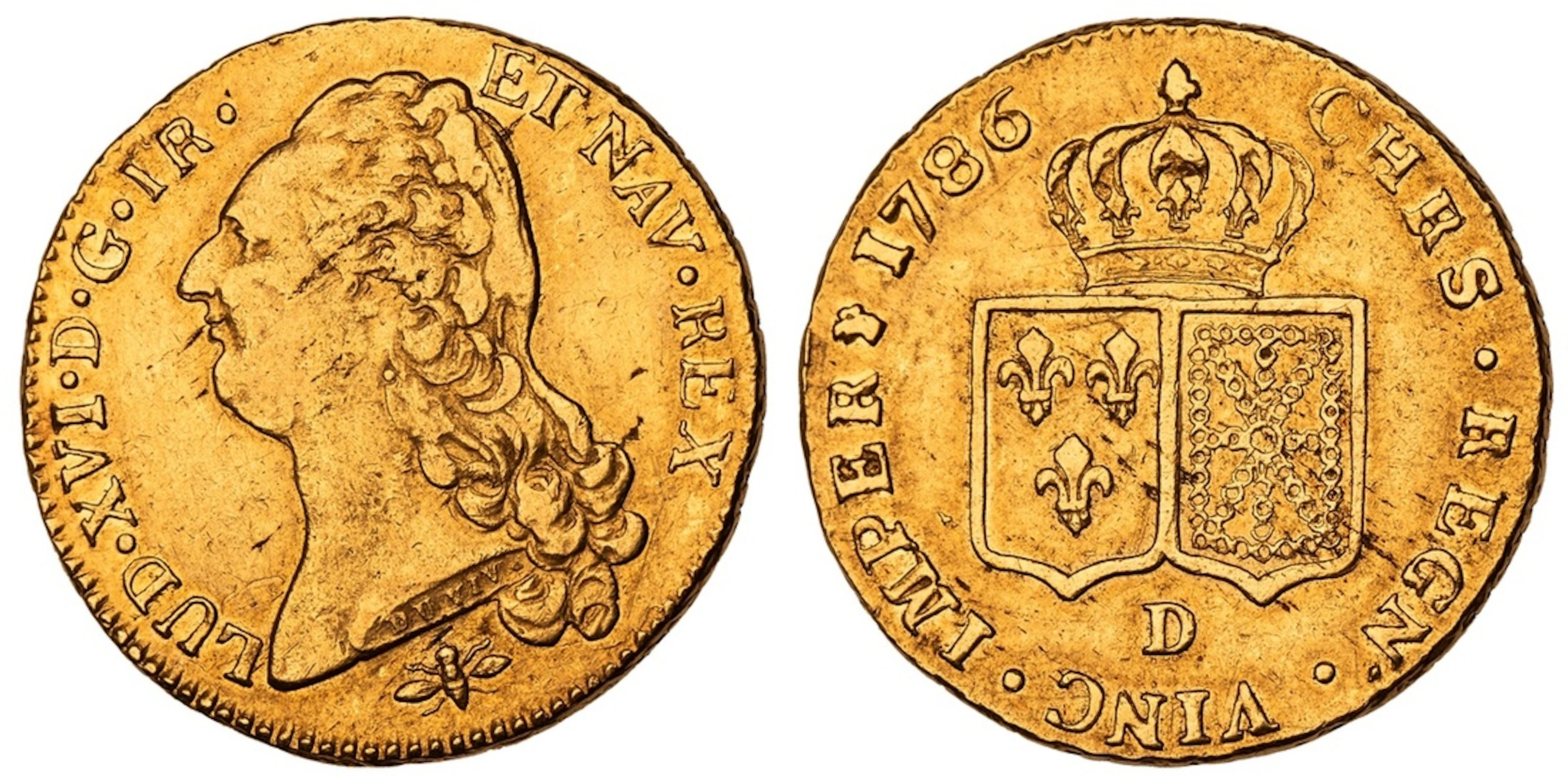 France, Louis XVI (1774-1792), Double Louis d'Or, 1786 D, Lyon, bare
