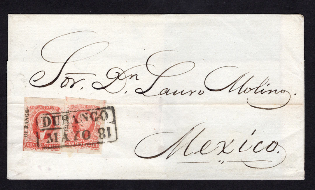 1856 "Hidalgos" Durango. 4r. Red, two examples of very deep and appealing
