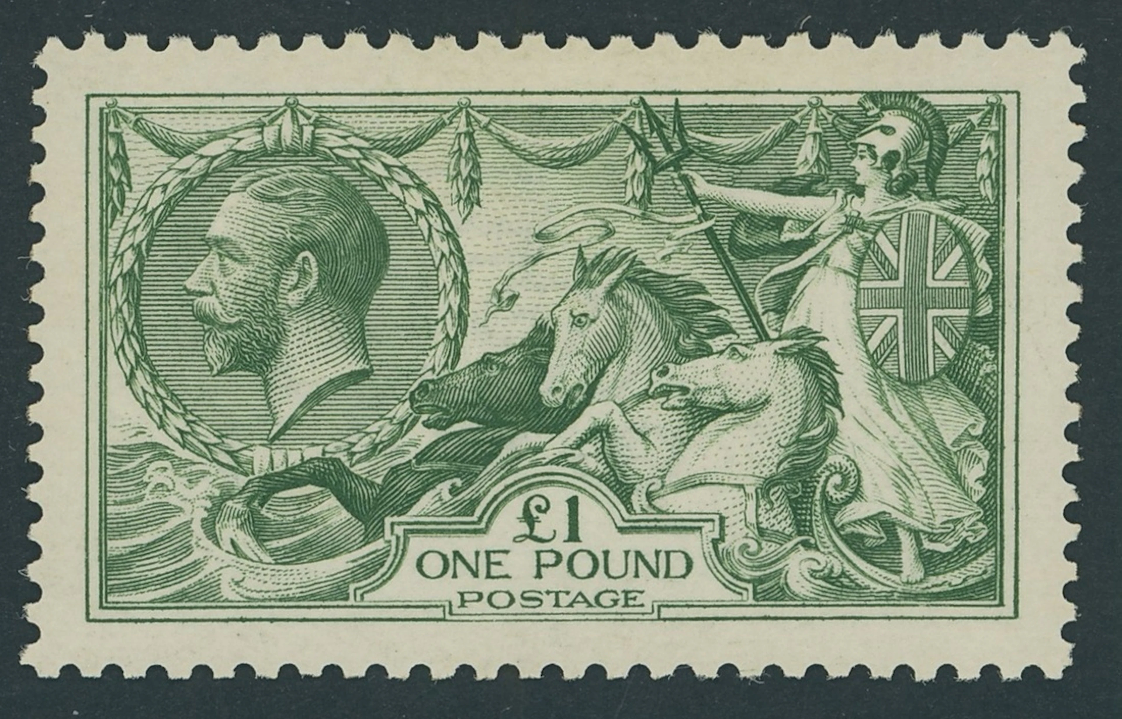 Great Britain King George V 1913 Waterlow £1 dull blue-green, very