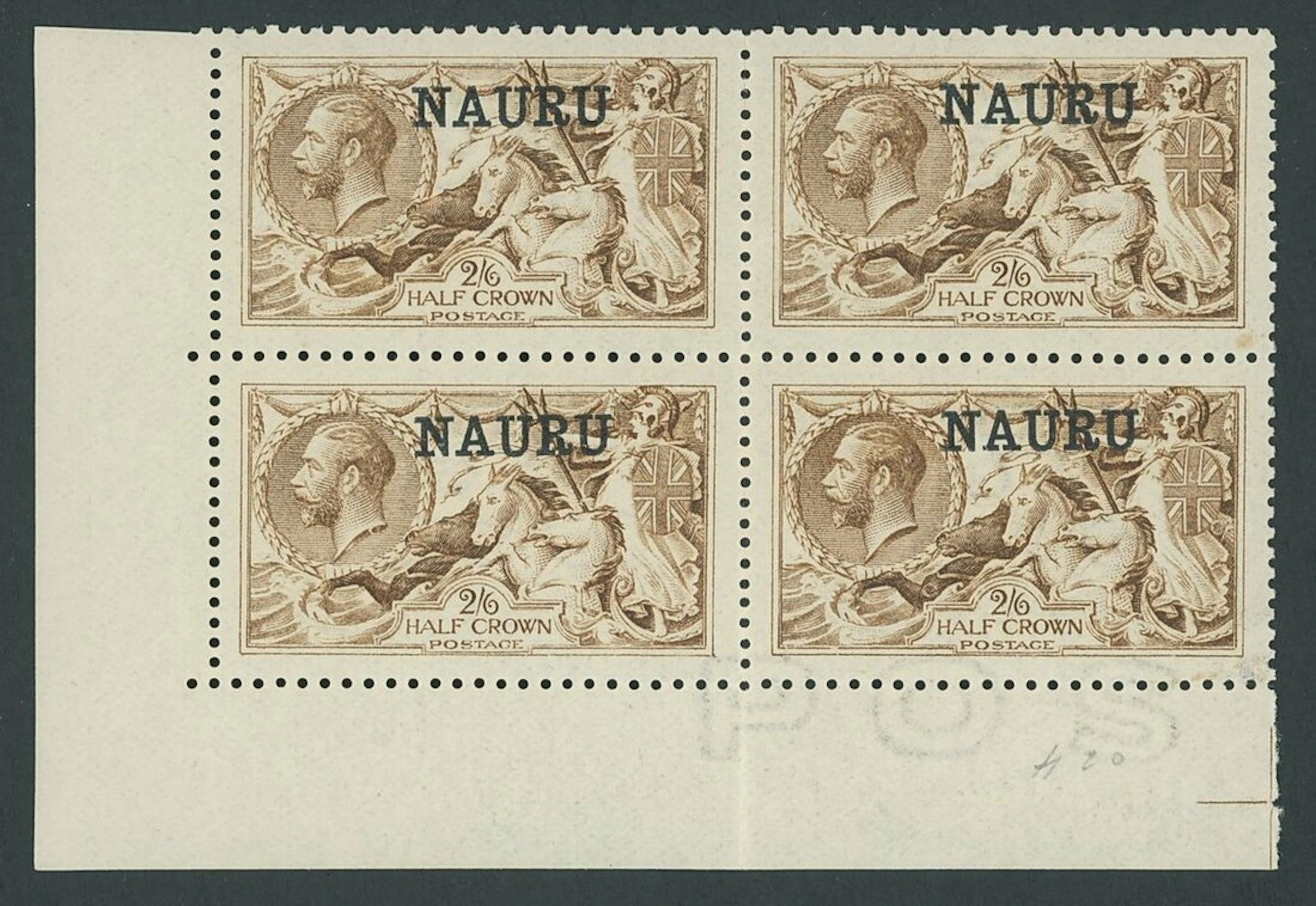 Colonial Countries Overprinted on Great Britain Nauru 1916-19 Seahorses