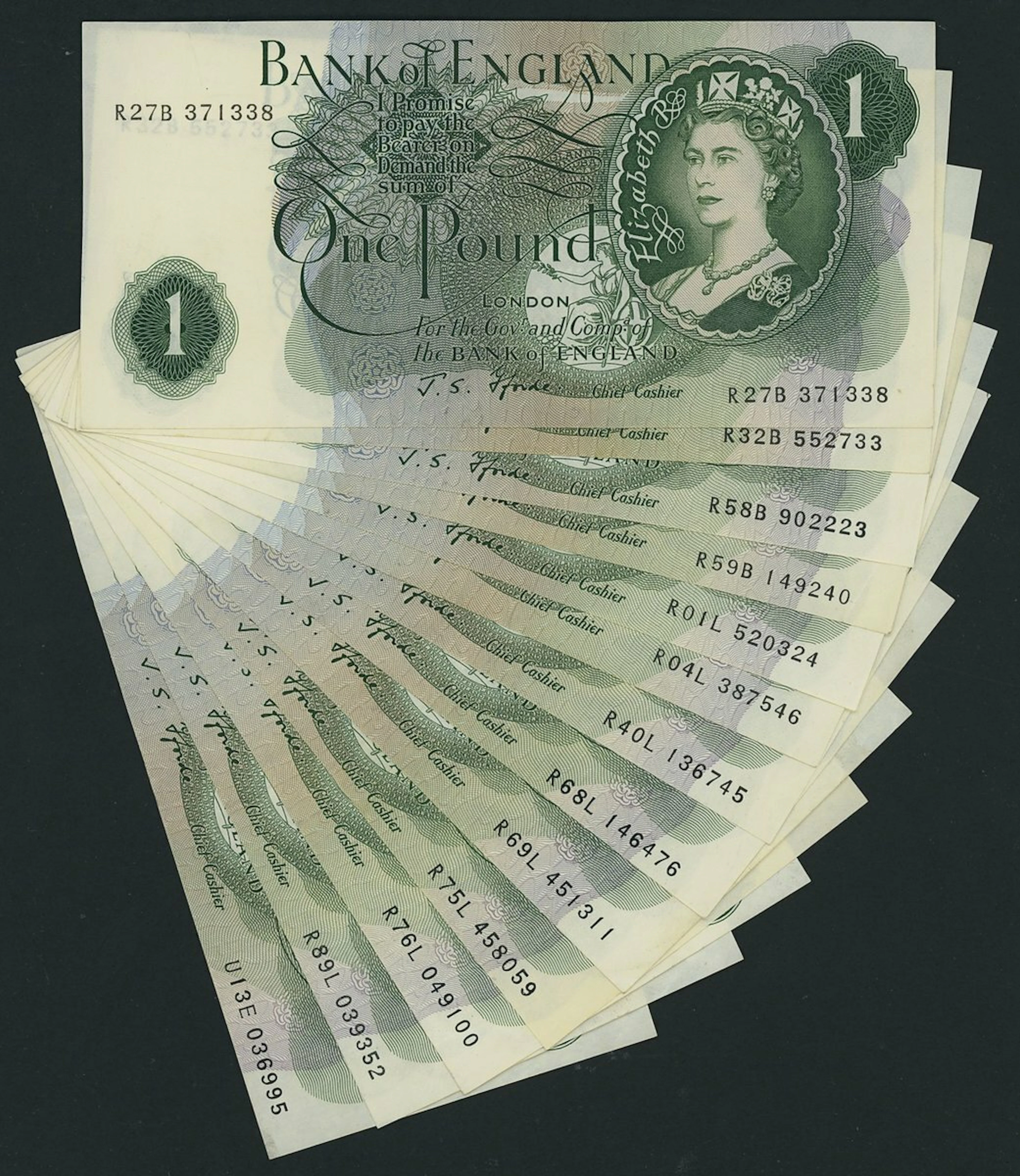 Bank of England, J. S. Fforde, [23 notes] £1, ND (1967), (EPM B307)