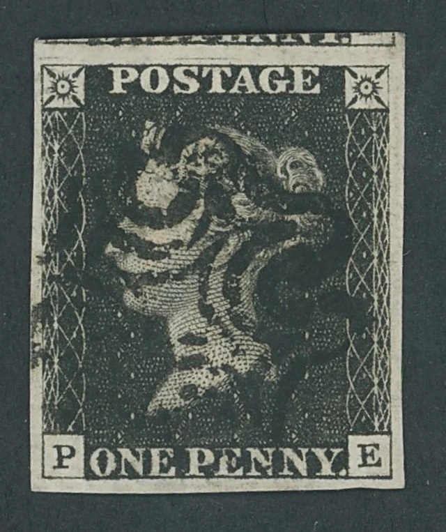 Great Britain 1840 One Penny Black Plate 5 PE, close to large margins